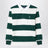 Green and white striped cotton polo shirt