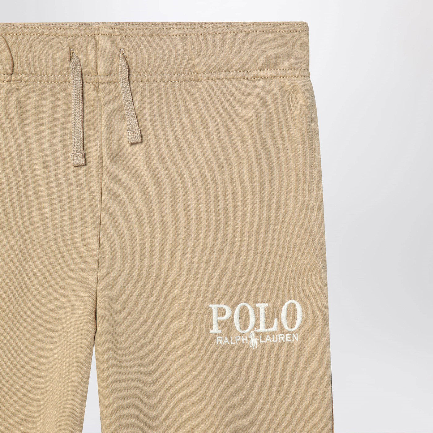 Pantalone jogging beige in cotone con logo