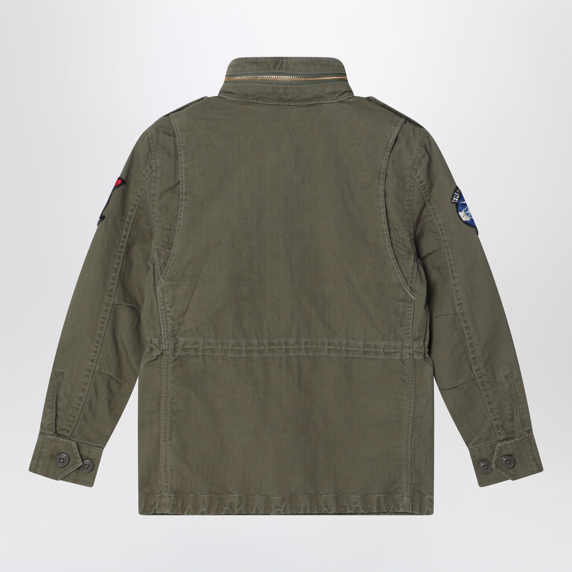 Giacca militare verde oliva in tela di cotone