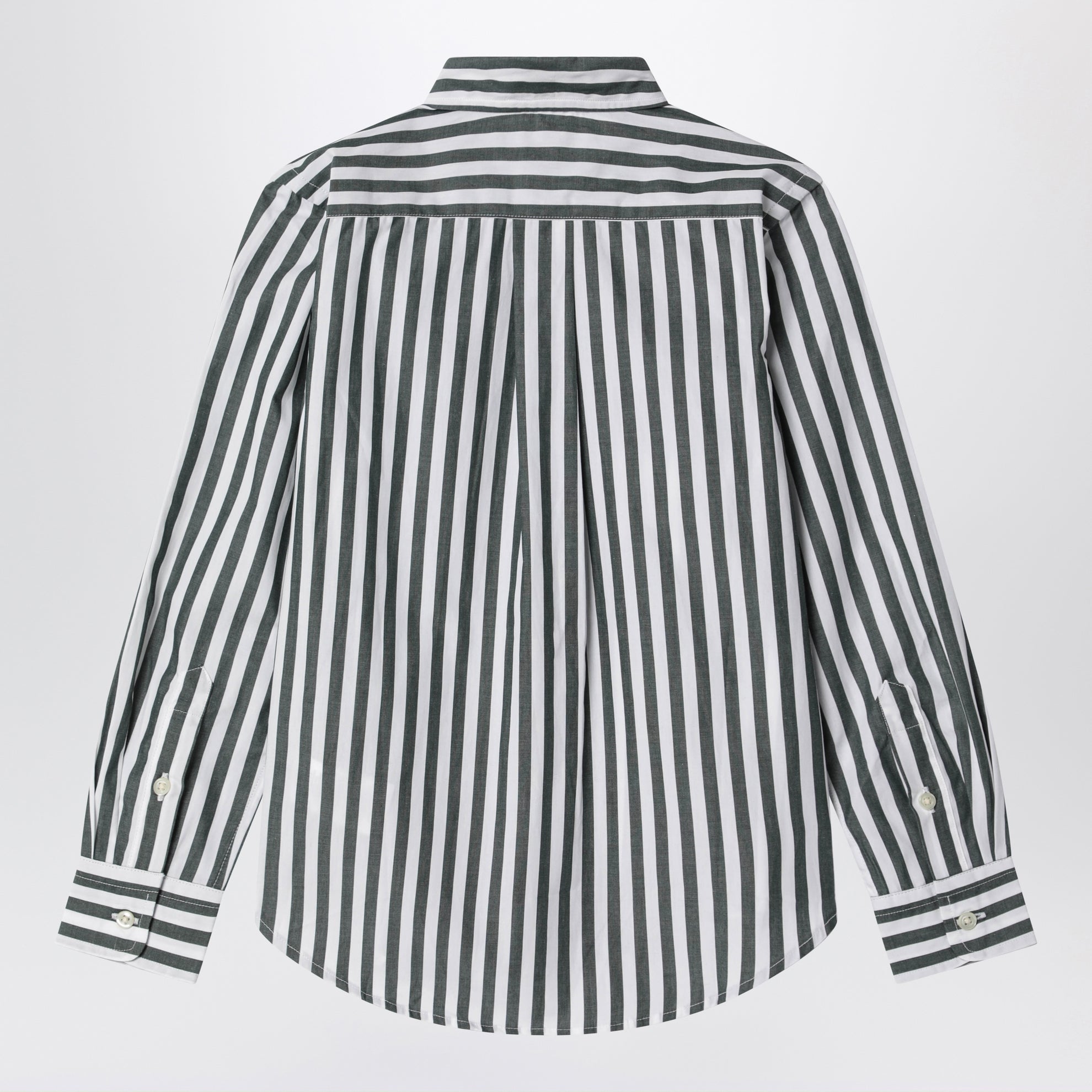 Camicia a righe verde e bianca in cotone