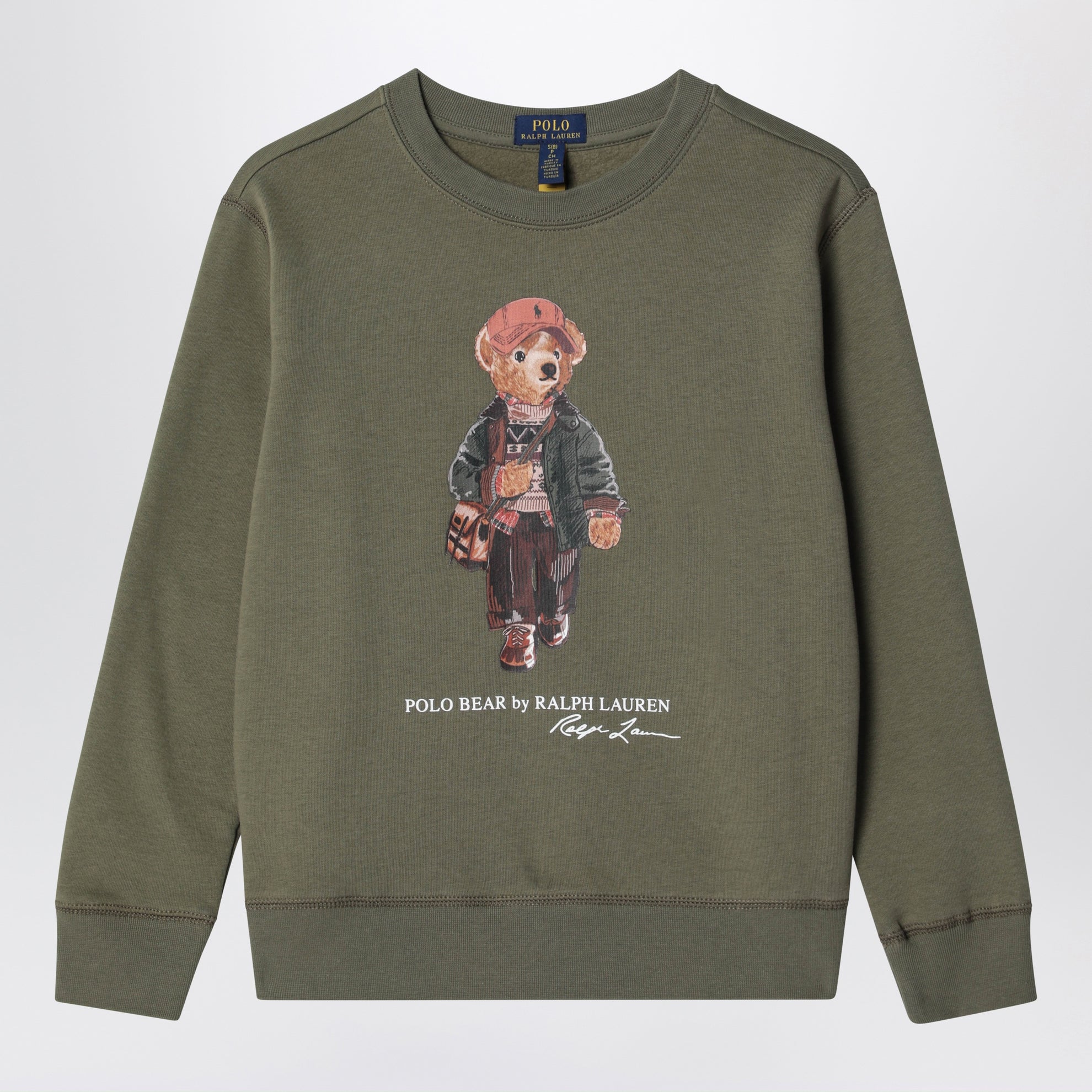 Sweat-shirt Polo Bear en mélange de coton vert olive