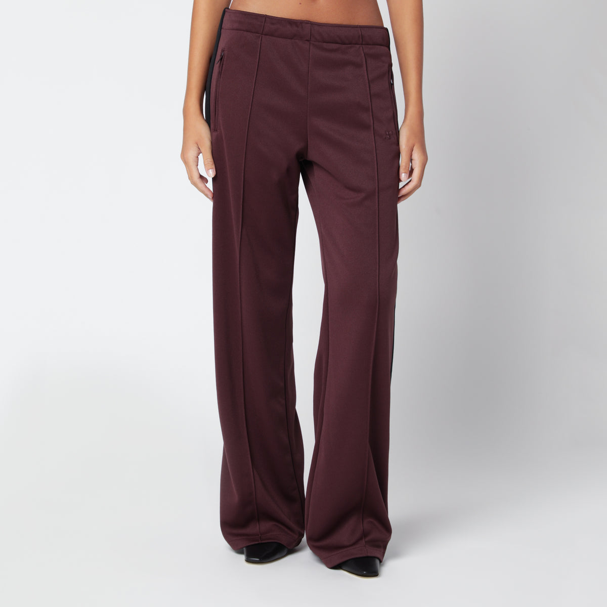 Pantaloni jogging bicolore rosso scuro/neri