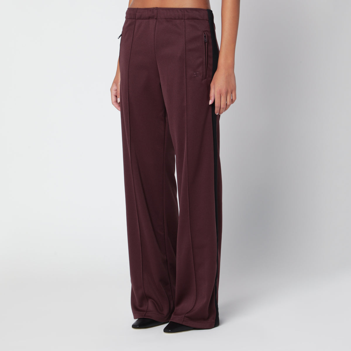 Pantaloni jogging bicolore rosso scuro/neri