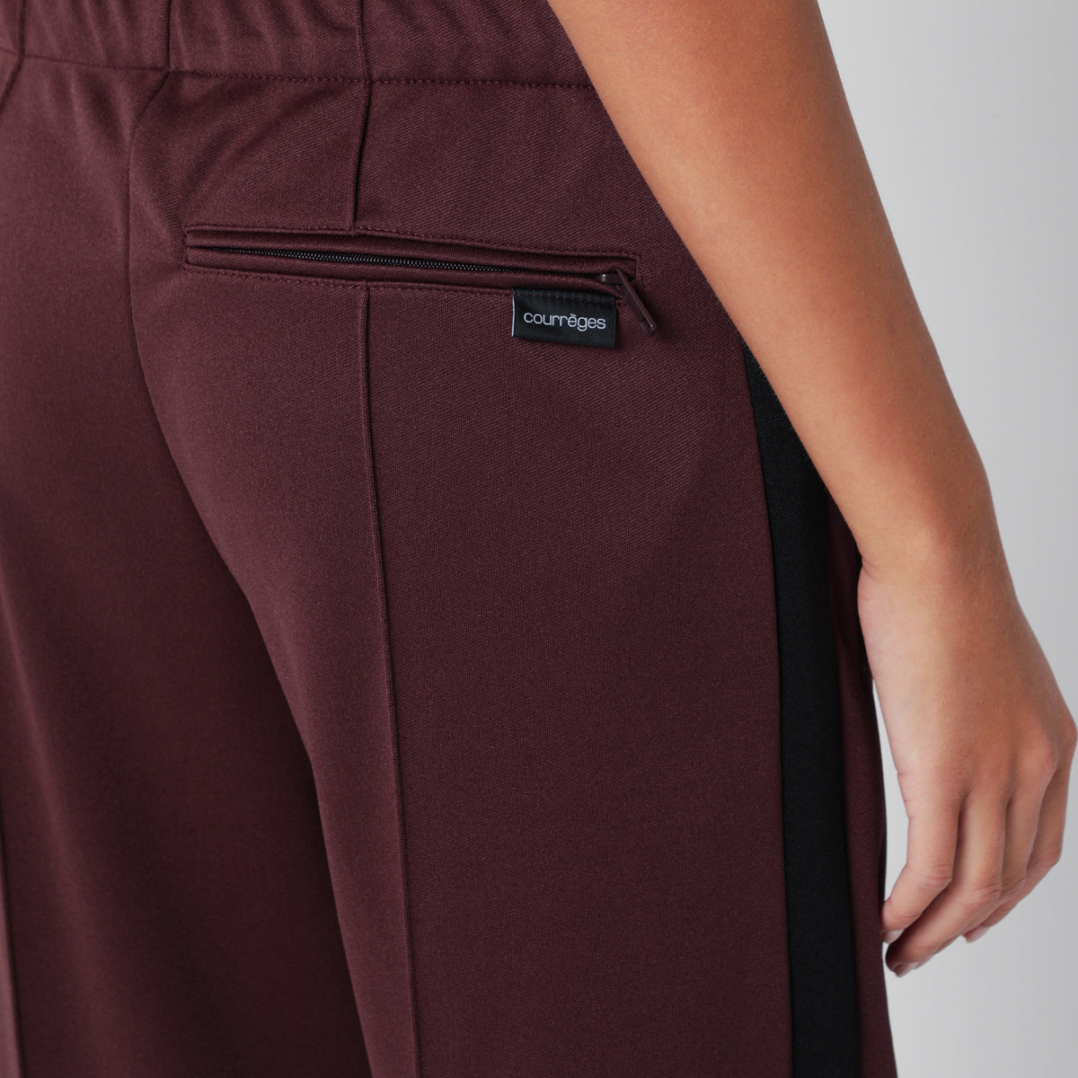 Pantaloni jogging bicolore rosso scuro/neri