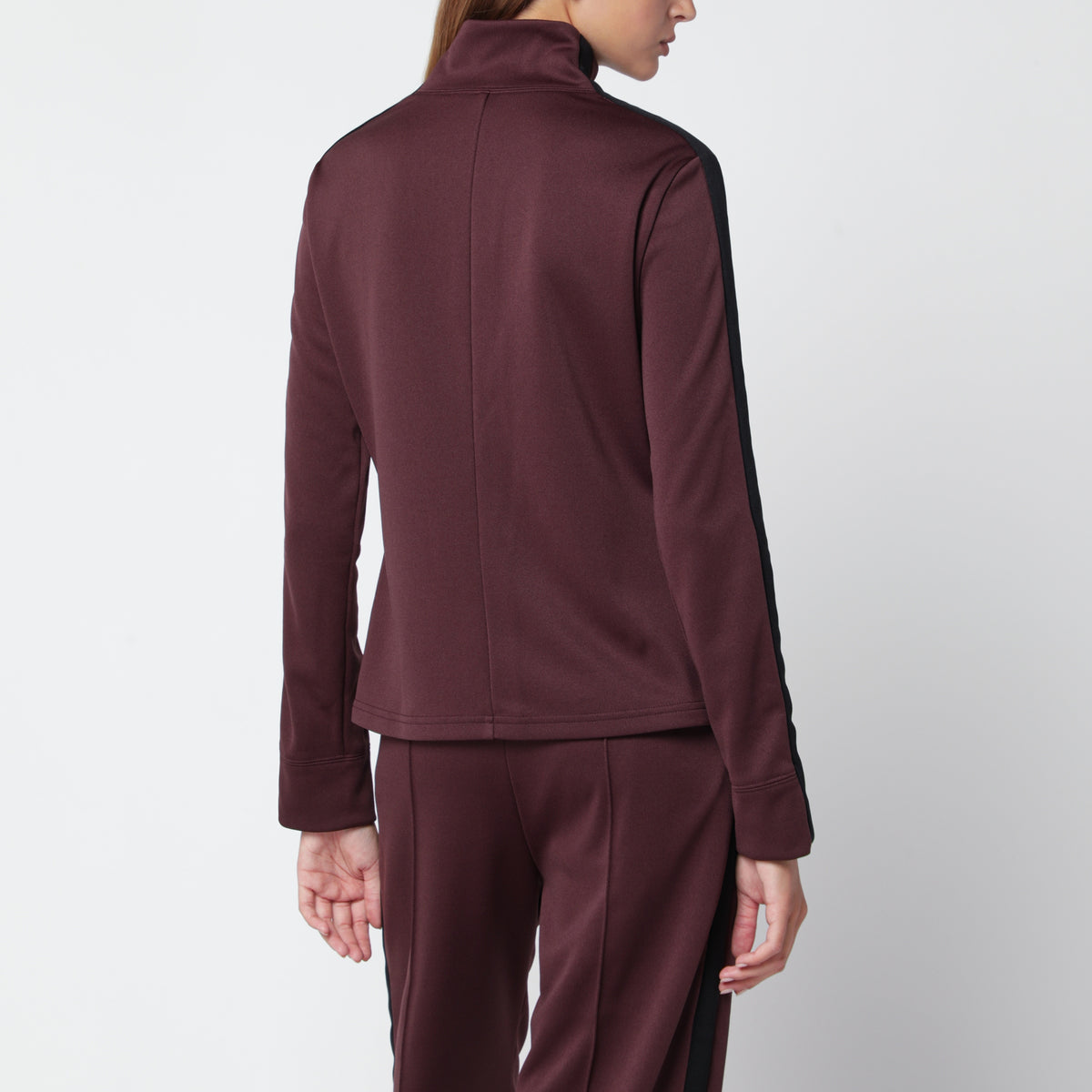 Felpa con zip bicolore rossa scura/nera