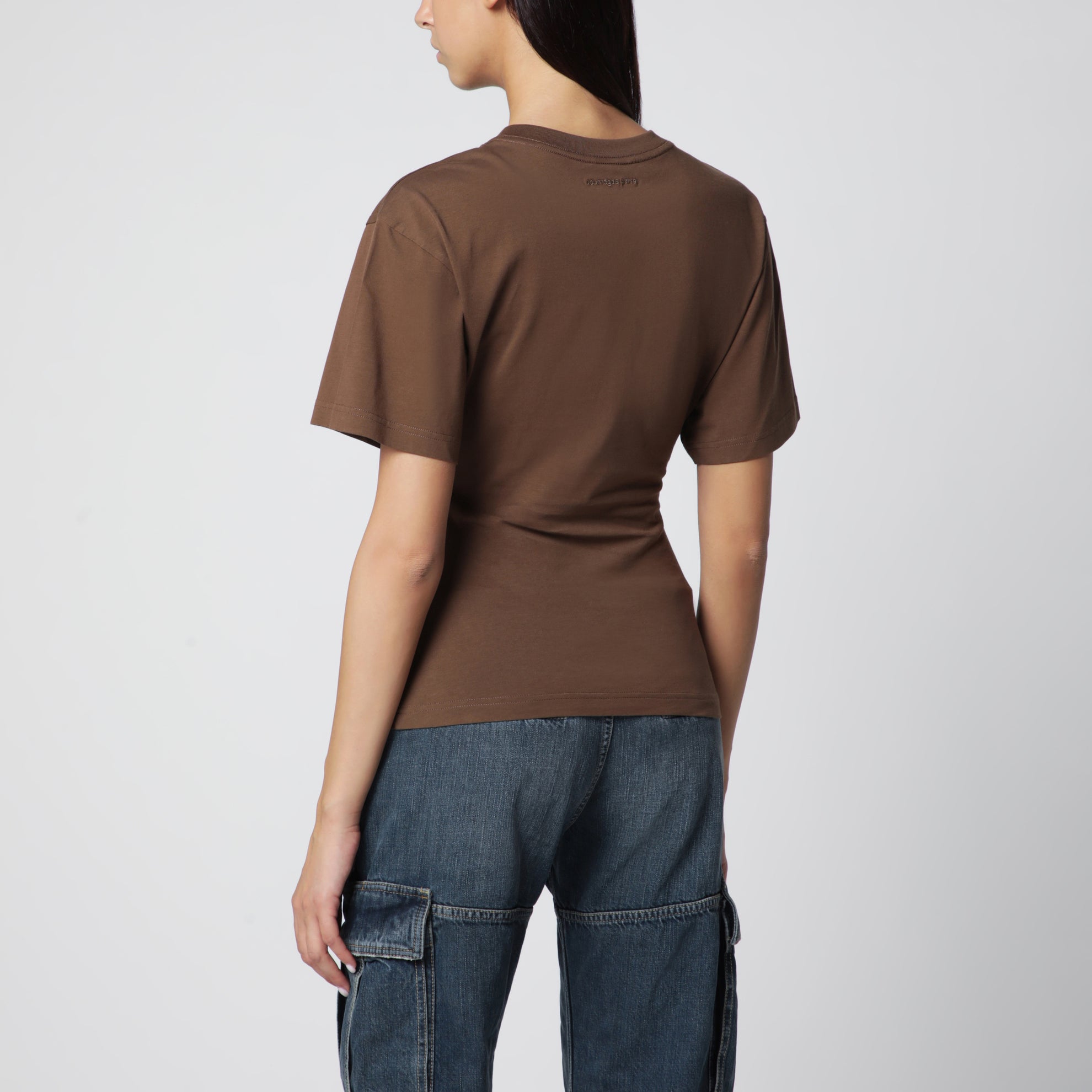 T-shirt mattone/nera con logo in cotone