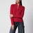 Cardigan a collo alto rosso in lana merino