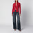 Cardigan a collo alto rosso in lana merino