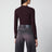 Cardigan a coste con dettagli in vinile borgogna