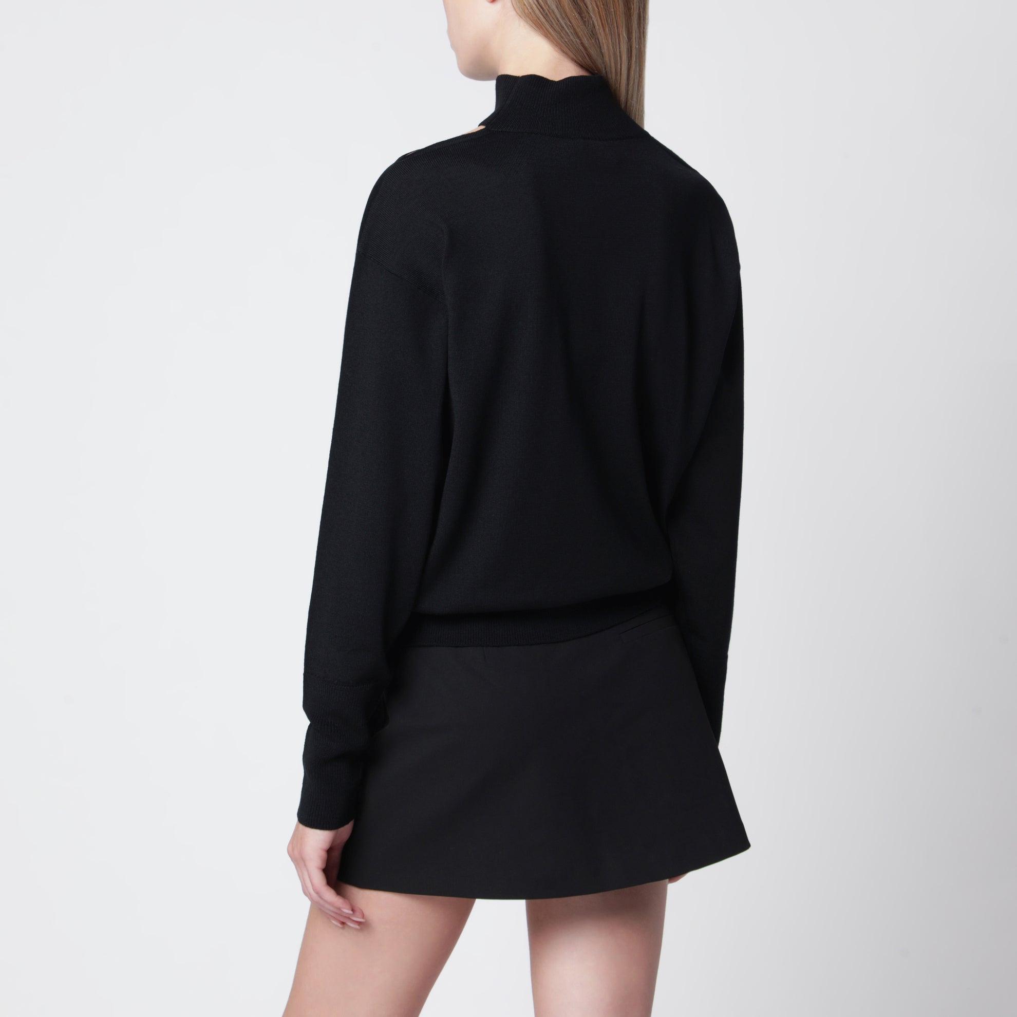 Maglione a collo alto in lana merino nero