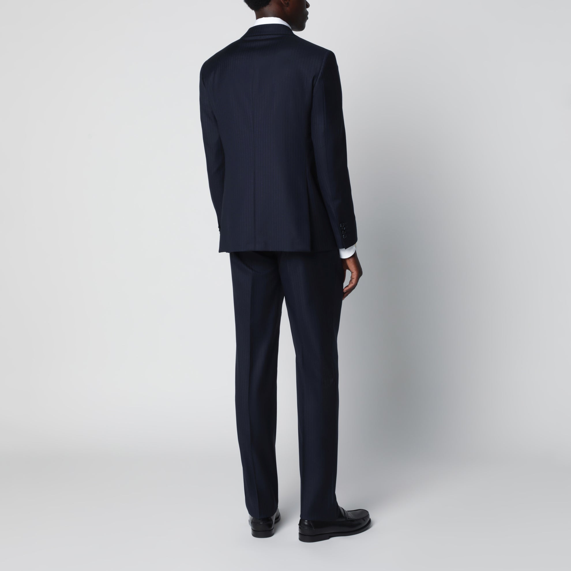 Blue pinstripe single-breasted wool suit