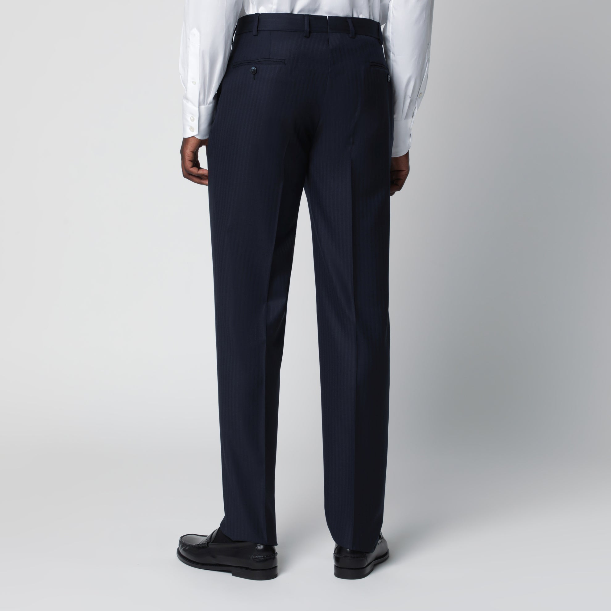 Blue pinstripe single-breasted wool suit