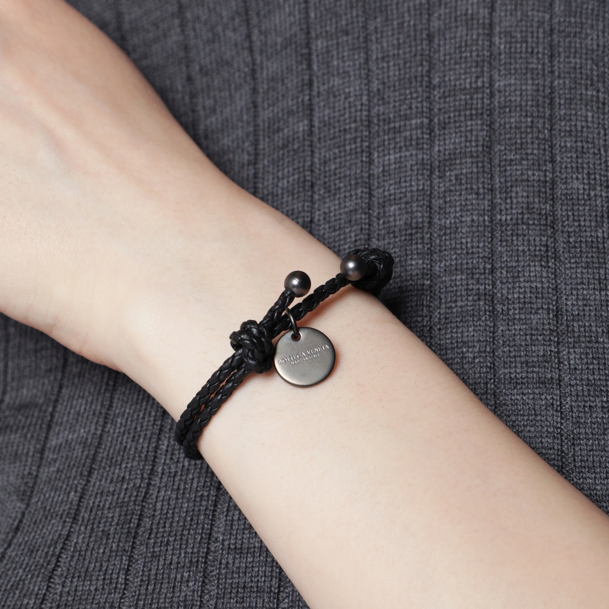 Black woven leather bracelet