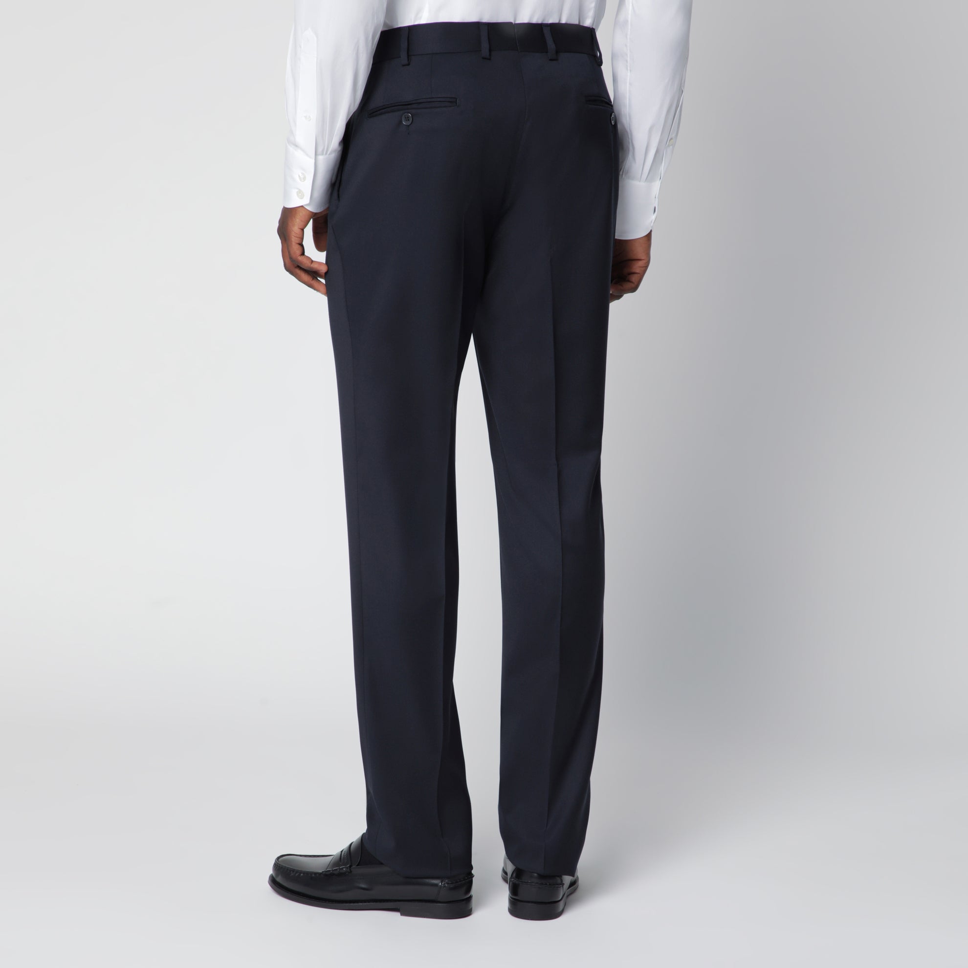 Abito monopetto blu in lana