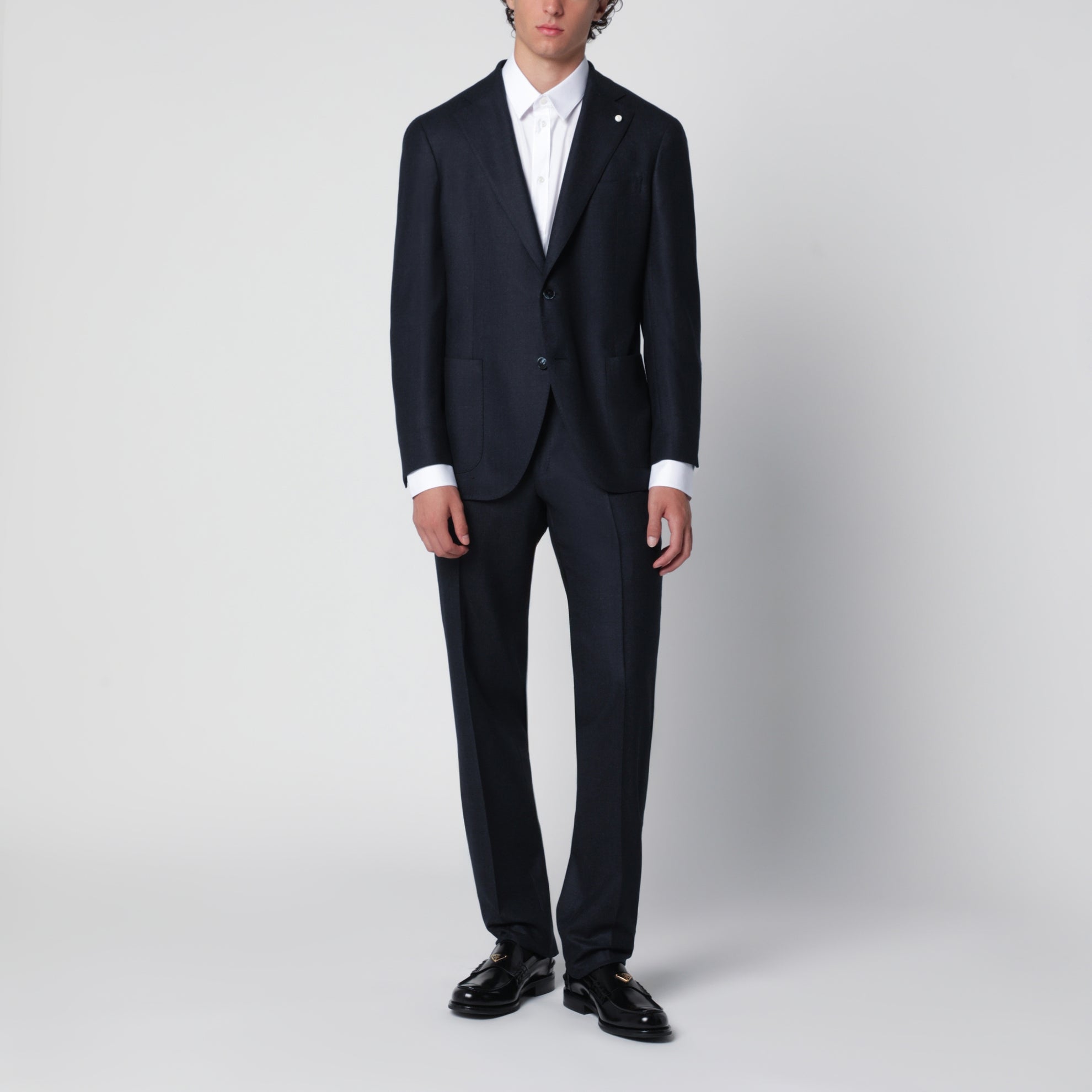 Single-breasted blue wool suit