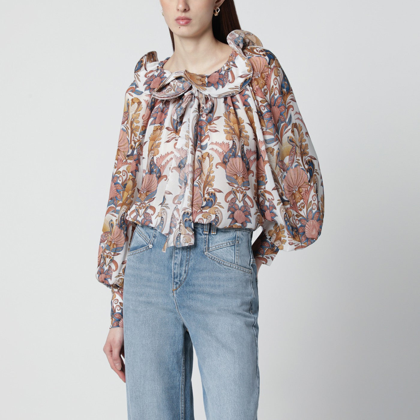 Blusa bianca Sea Garden con volant