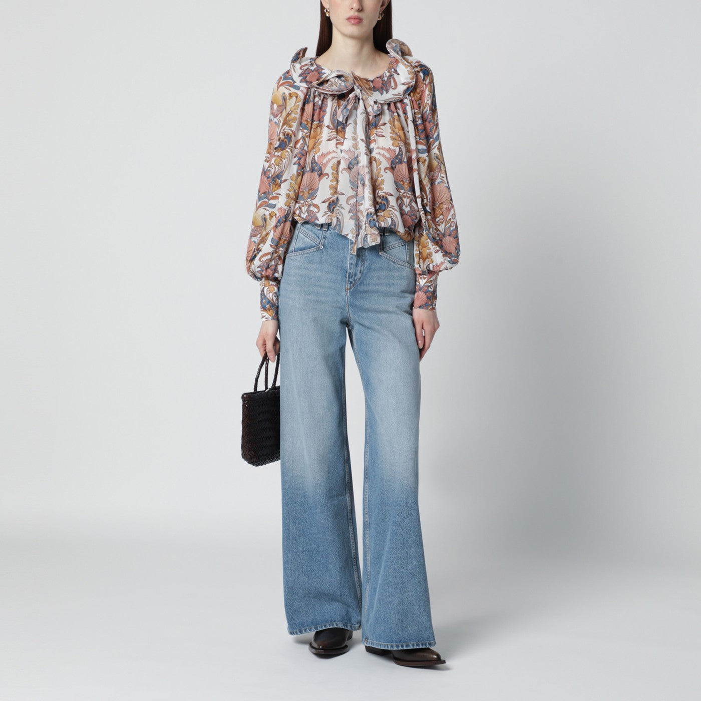Blusa bianca Sea Garden con volant