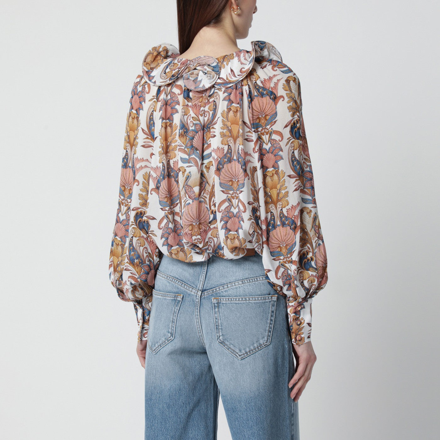 Blusa bianca Sea Garden con volant