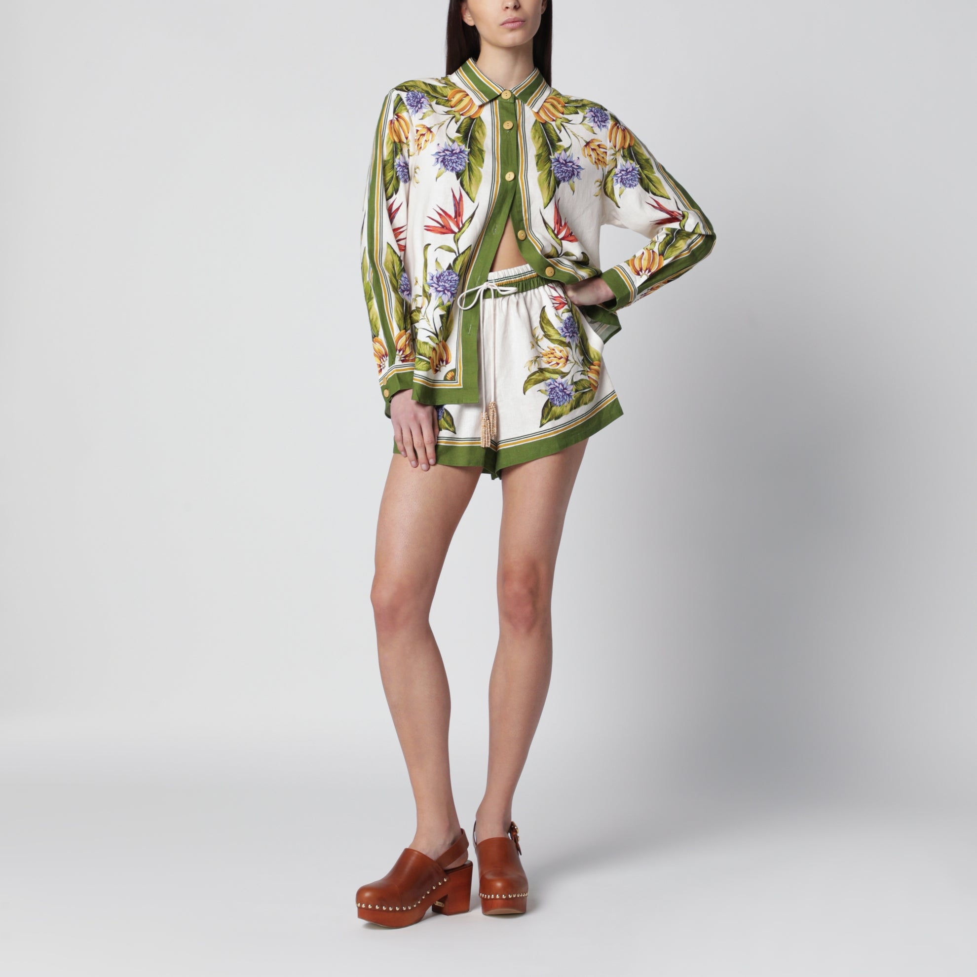 Chemise Sand Tropical Scarf en mélange de lin