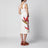 Midi-Kleid aus Leinen in Sandfarbe mit Strelitzienmuster