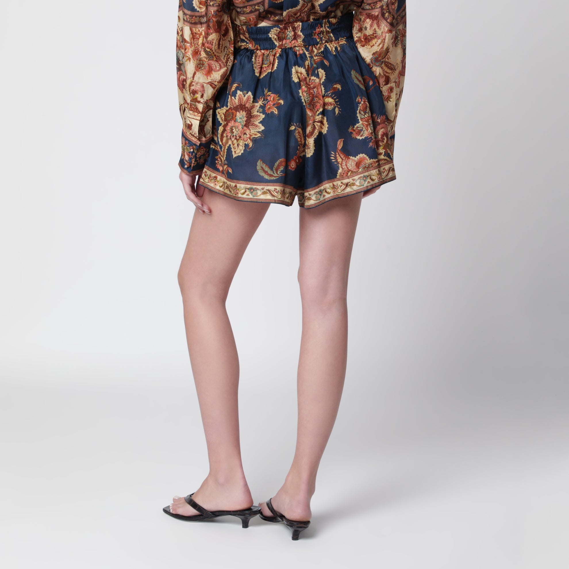 Shorts Aster relaxed in seta Navy Jacobean