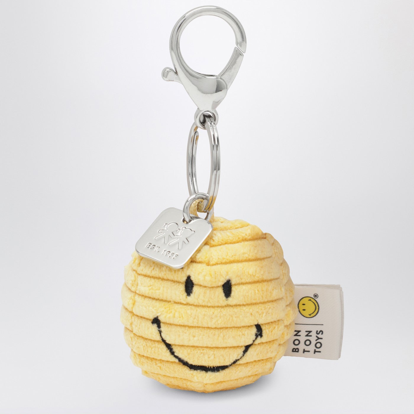 Portachiavi Smiley in velluto giallo