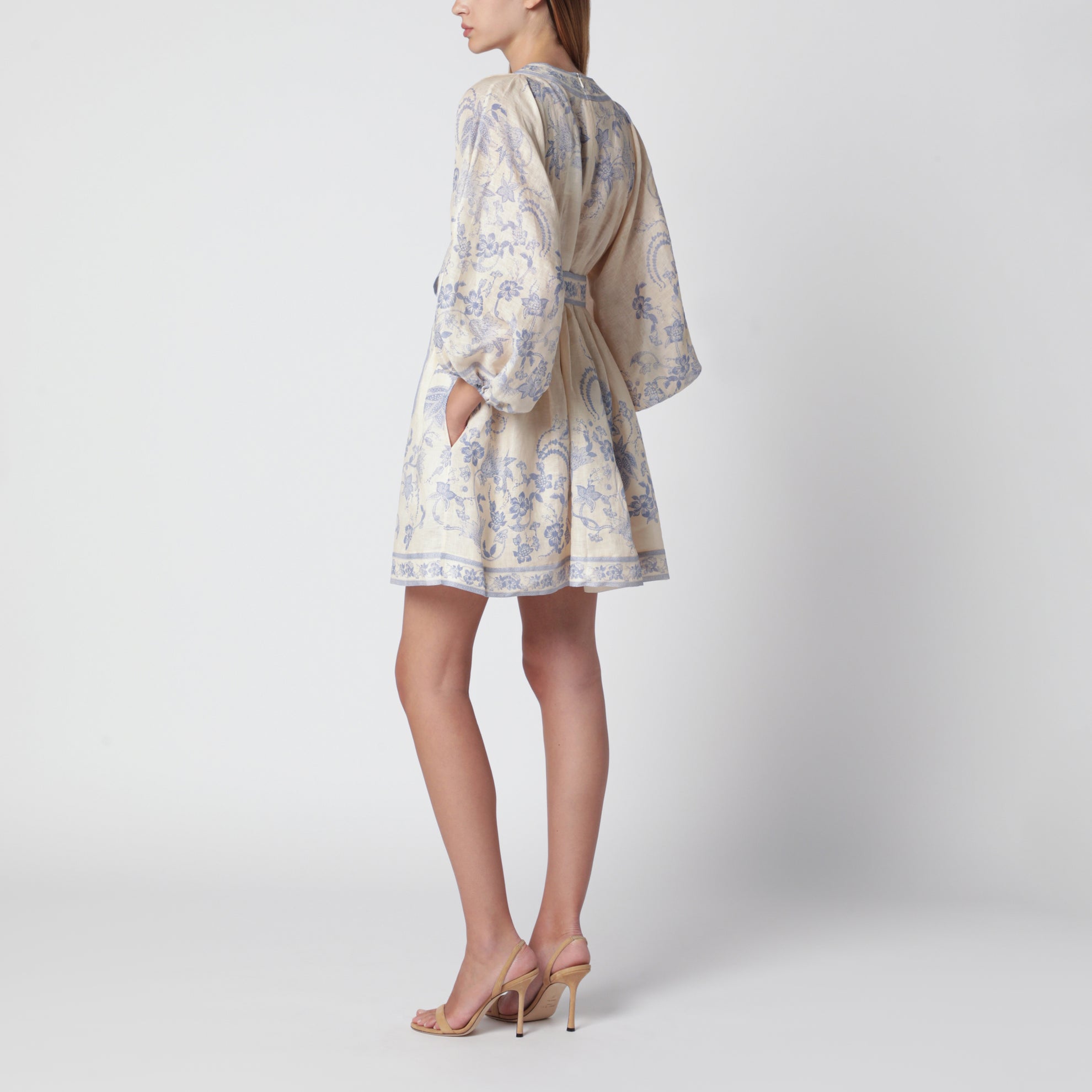Robe Indra Plunge en lin crème/lilas