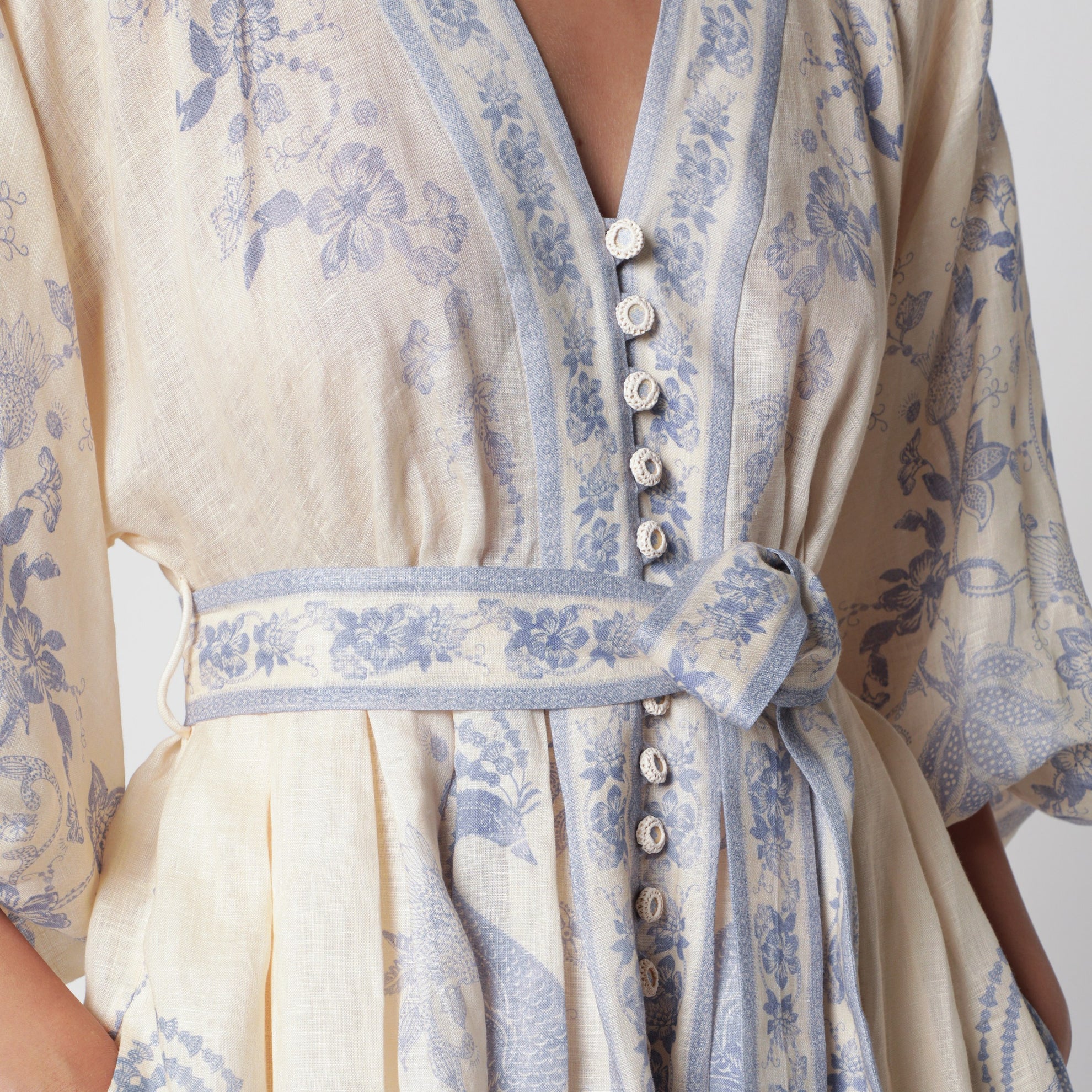 Robe Indra Plunge en lin crème/lilas