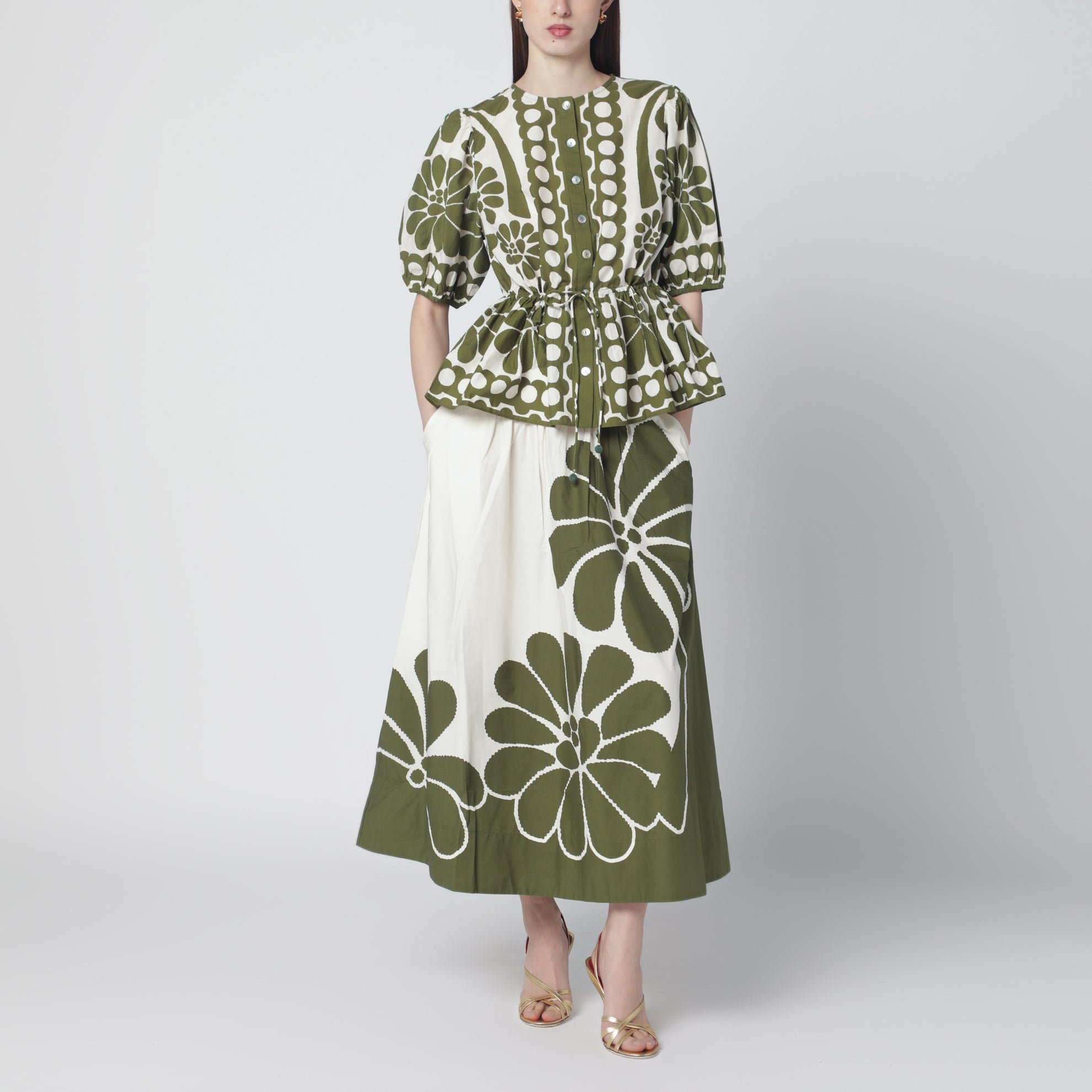 Palermo maxi skirt with green print