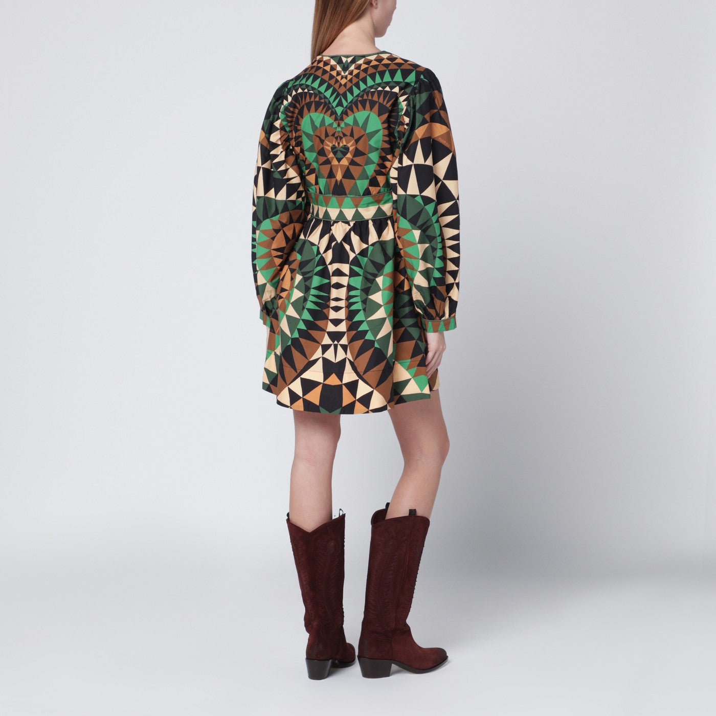 FARM Rio Women's Green Heart Deco Puff-Sleeve Mini Dress | M| Size 16-18 FARM Rio Women's Green Heart Deco Puff-Sleeve Mini Dress | M| Size 16-18
