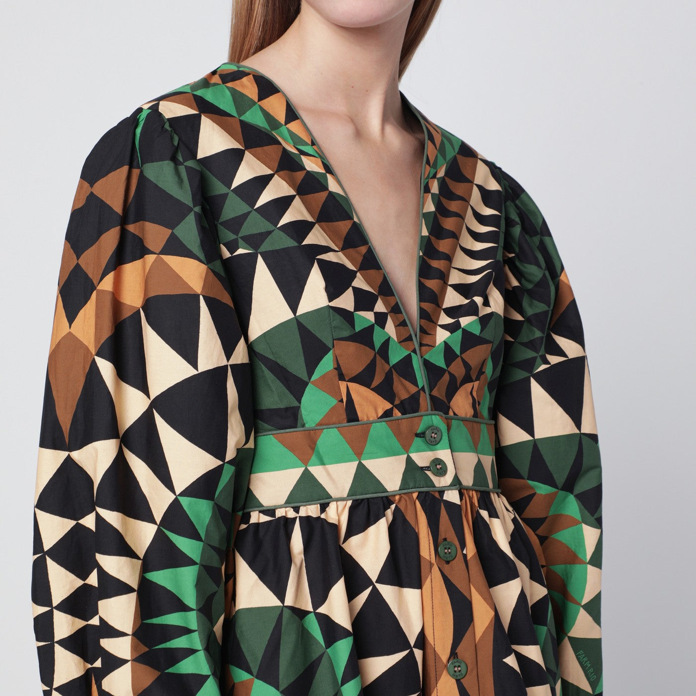 FARM Rio Women's Green Heart Deco Puff-Sleeve Mini Dress | M| Size 16-18 FARM Rio Women's Green Heart Deco Puff-Sleeve Mini Dress | M| Size 16-18
