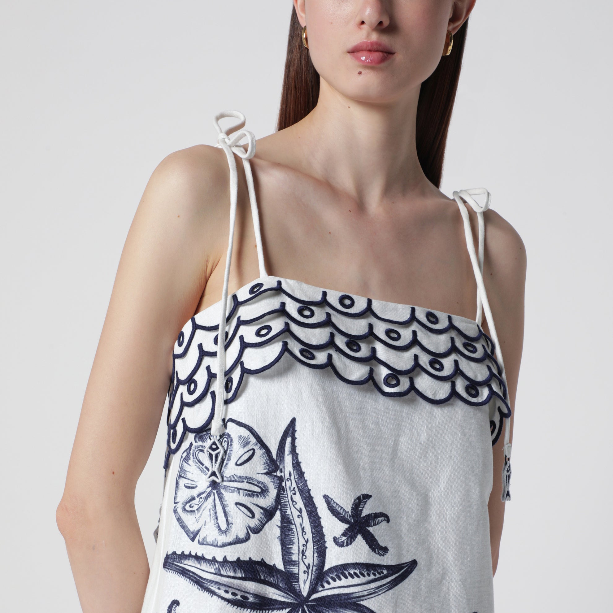 Robe midi en lin imprimé Coast Stars