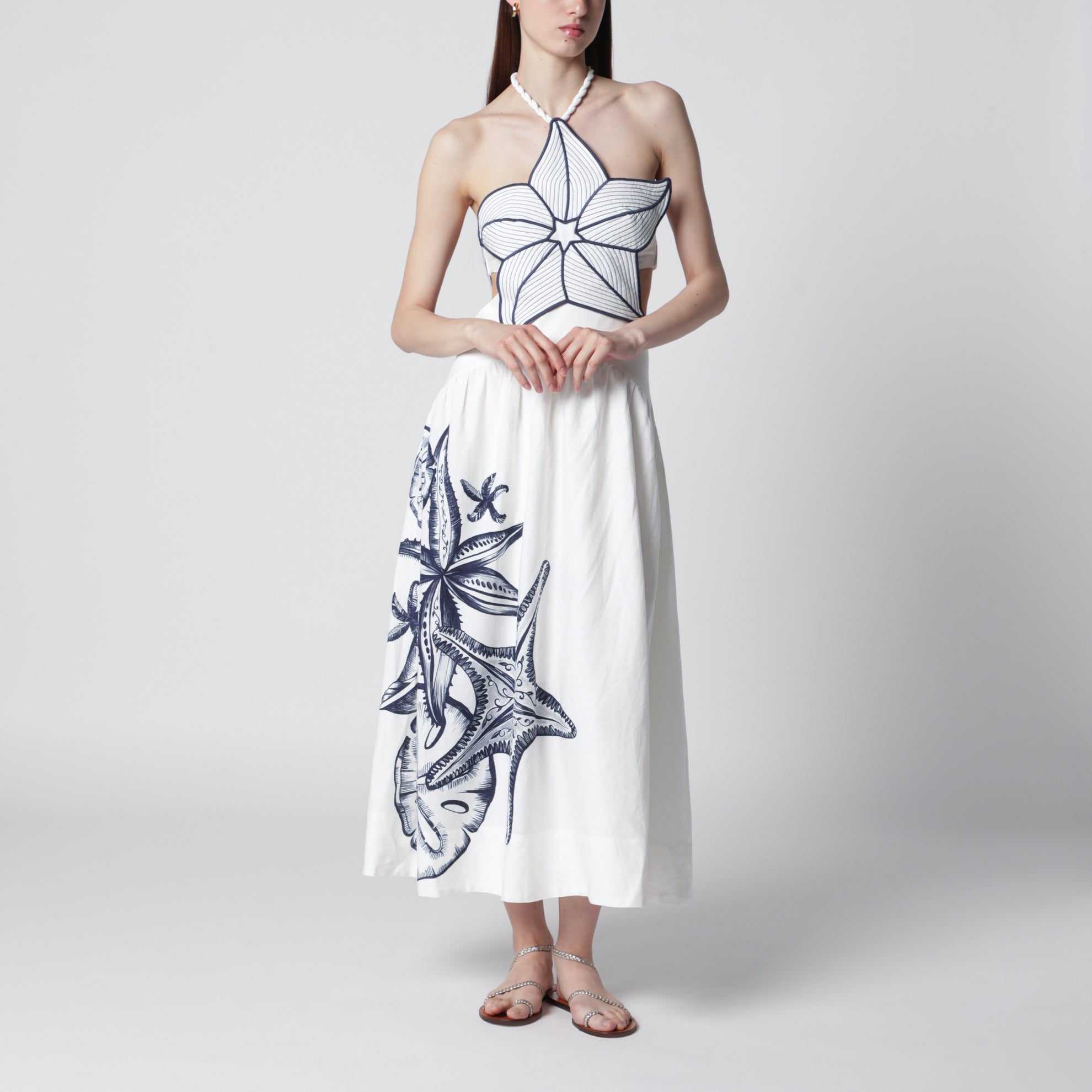 Robe midi en lin imprimé Coast Stars