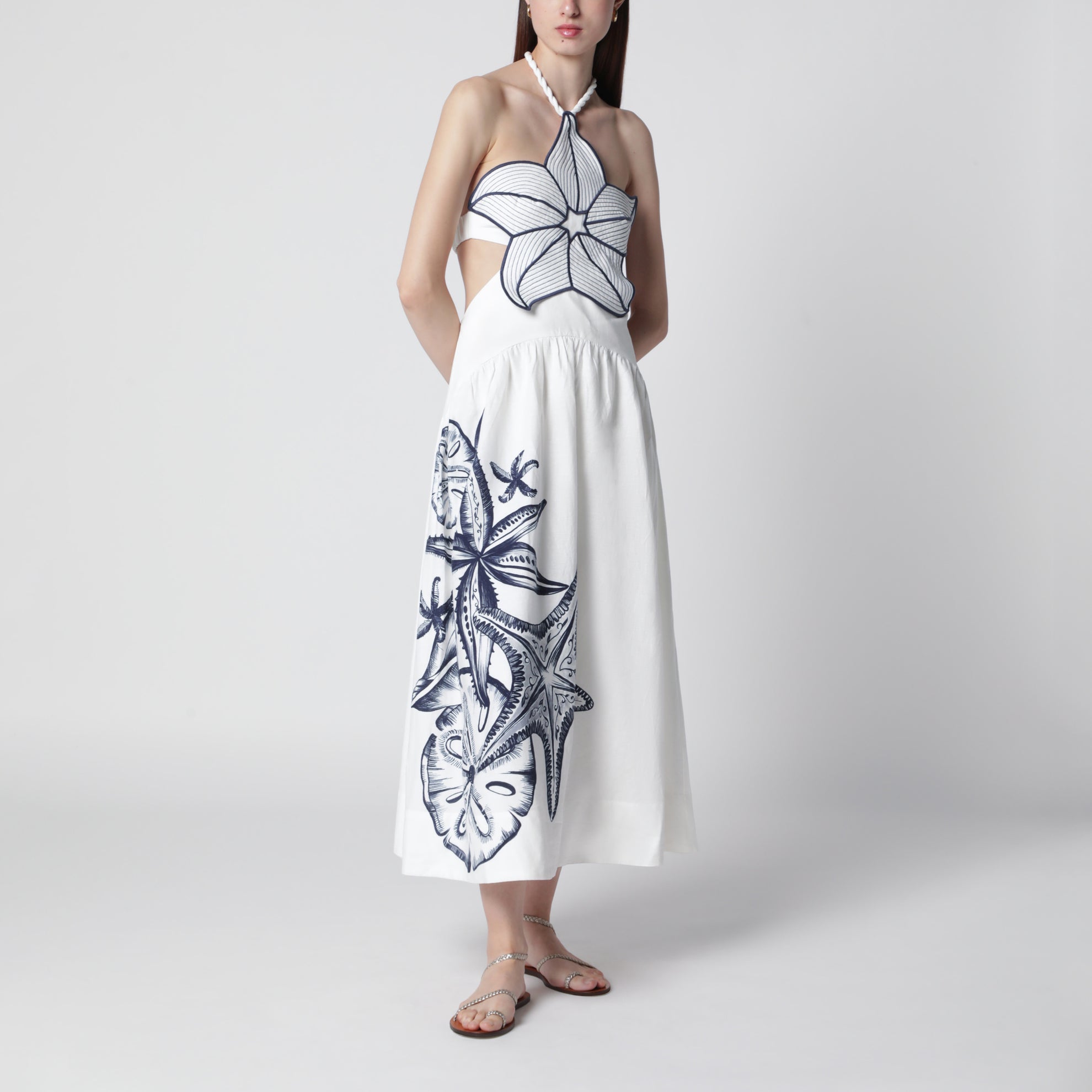 Robe midi en lin imprimé Coast Stars