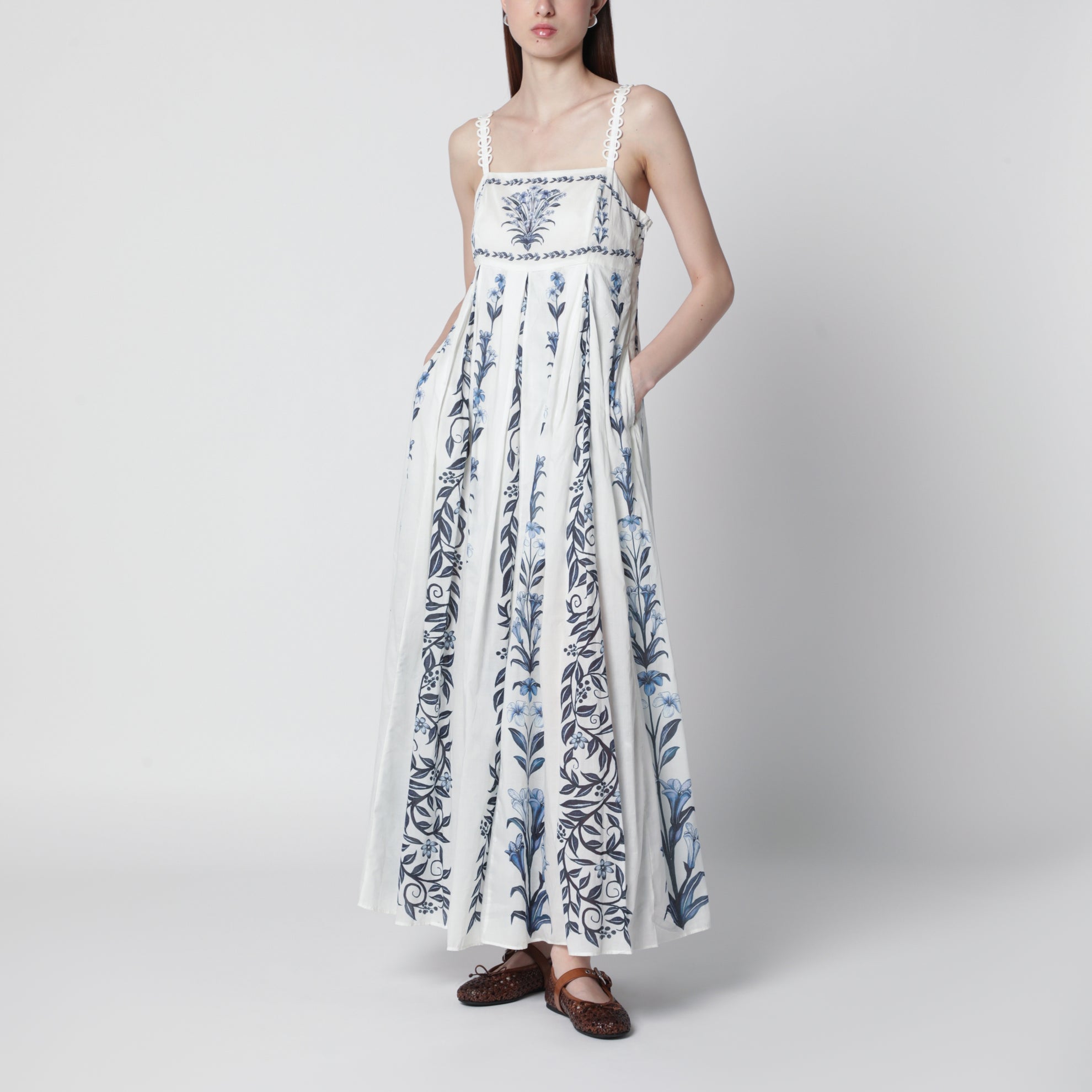 Robe maxi Off-White Flowers Arch Pleats