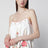 Top in misto lino con ricamo floreale