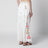 Pantaloni in misto lino con ricamo floreale