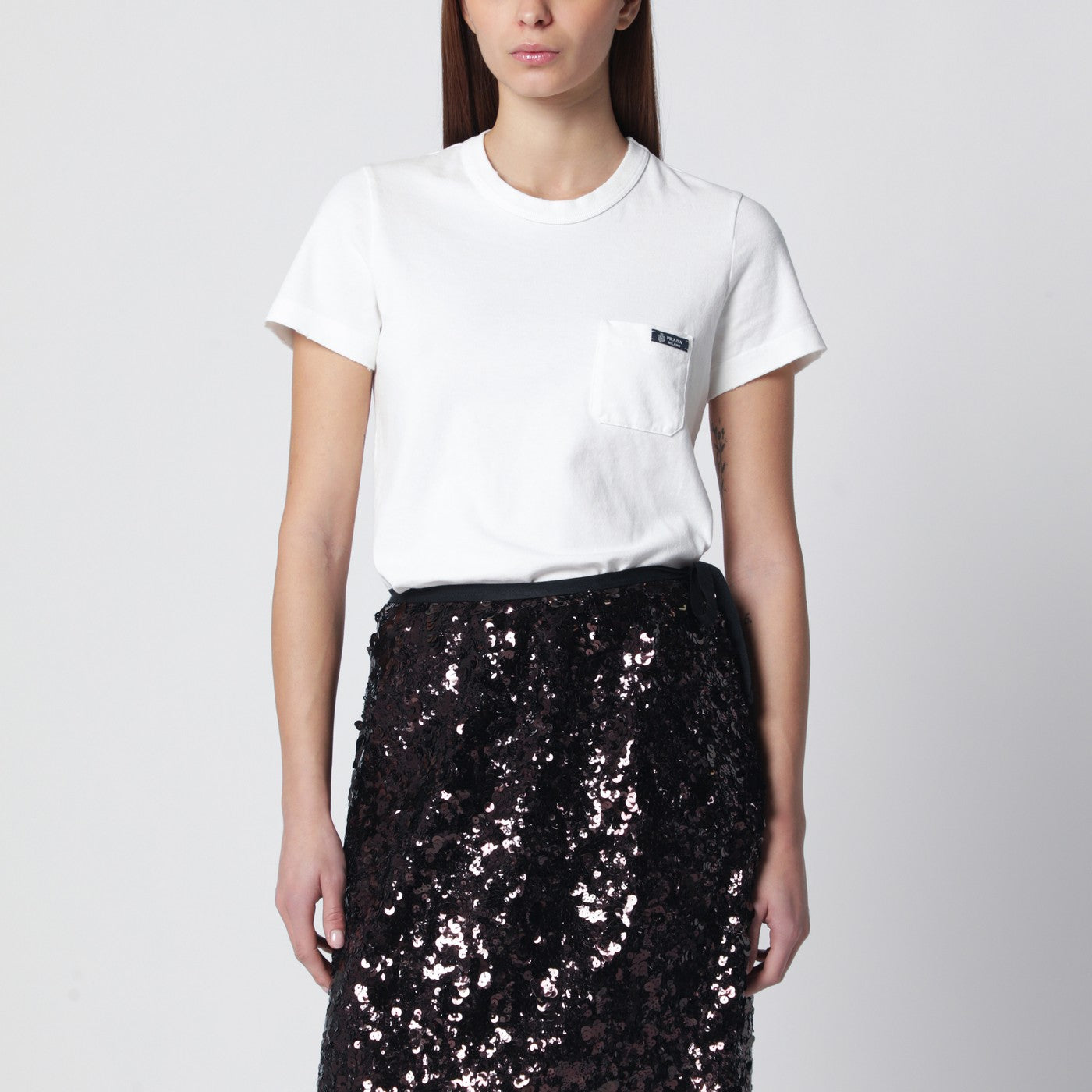 Prada T-shirt girocollo bianca in cotone | TheDoubleF