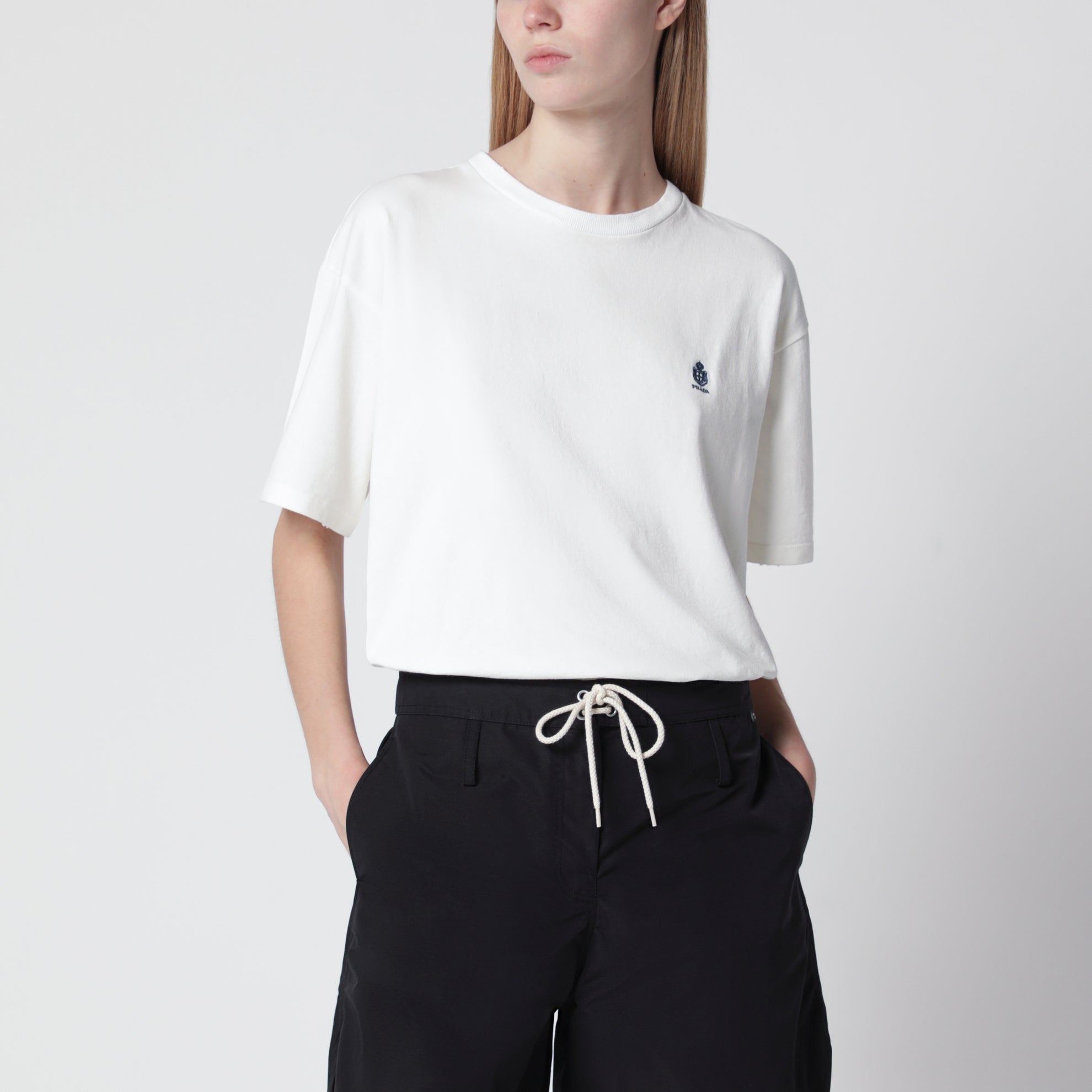 White garment-dyed jersey T-shirt