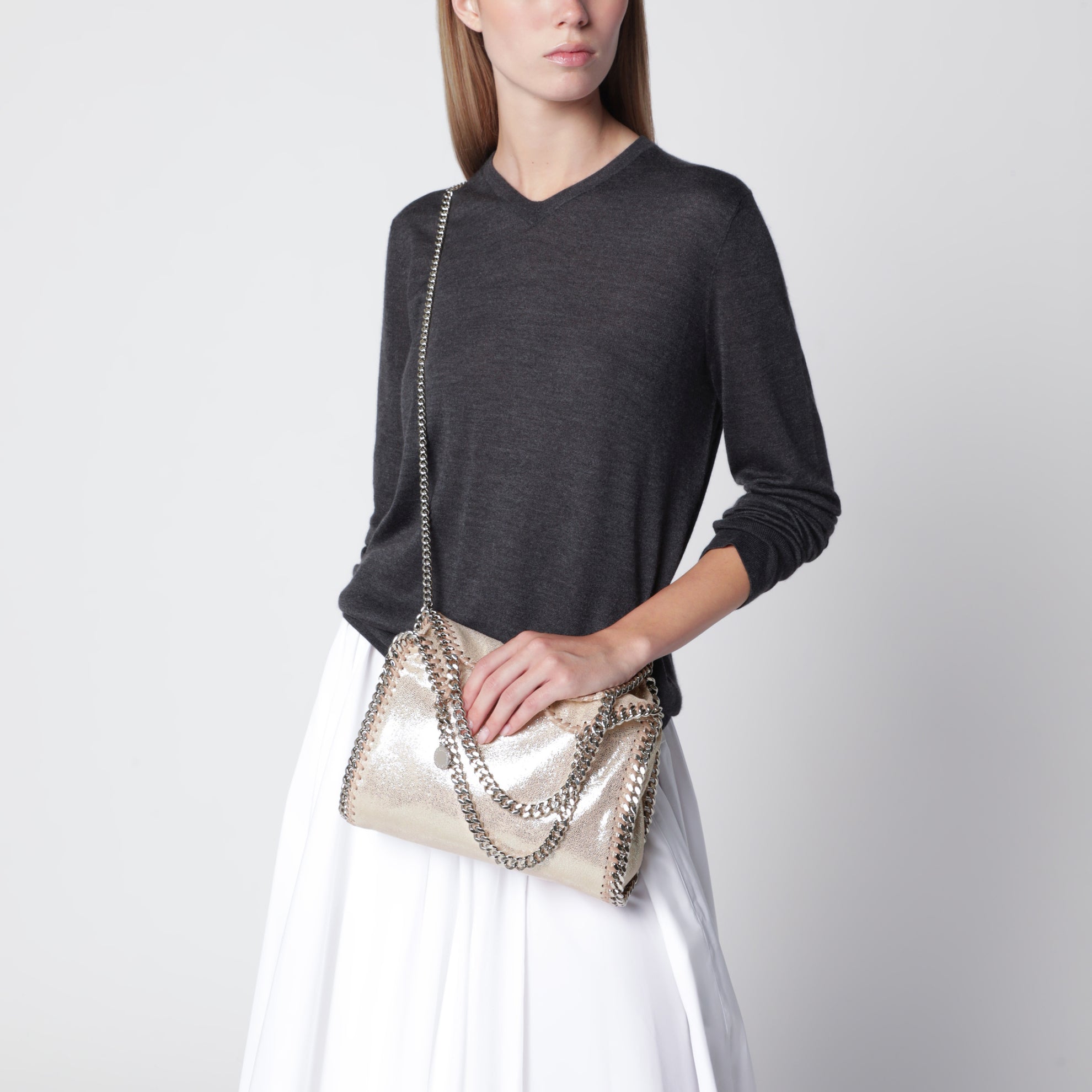 Borsa Tote mini Falabella rosa chiara