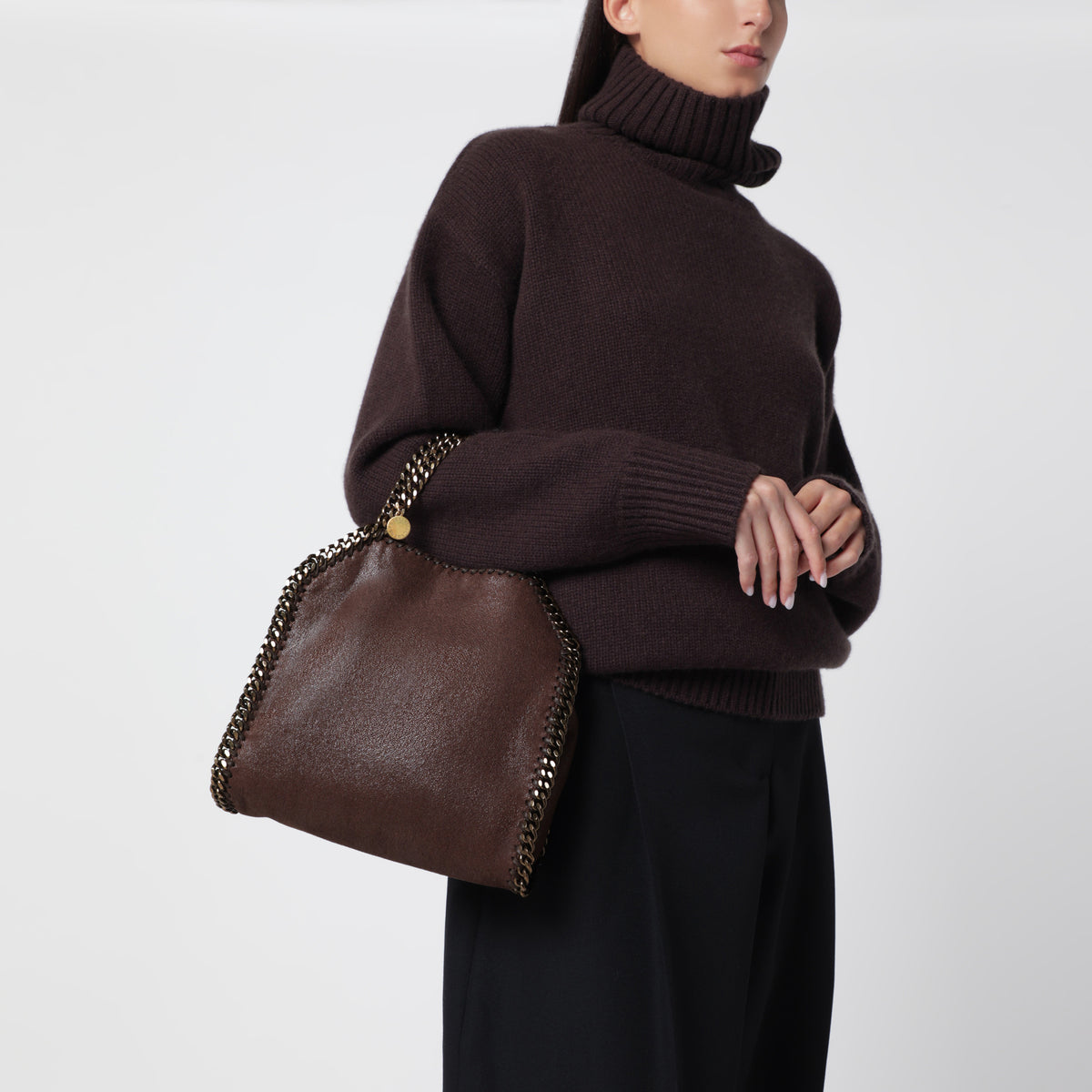 Borsa Tote mini Falabella color mogano