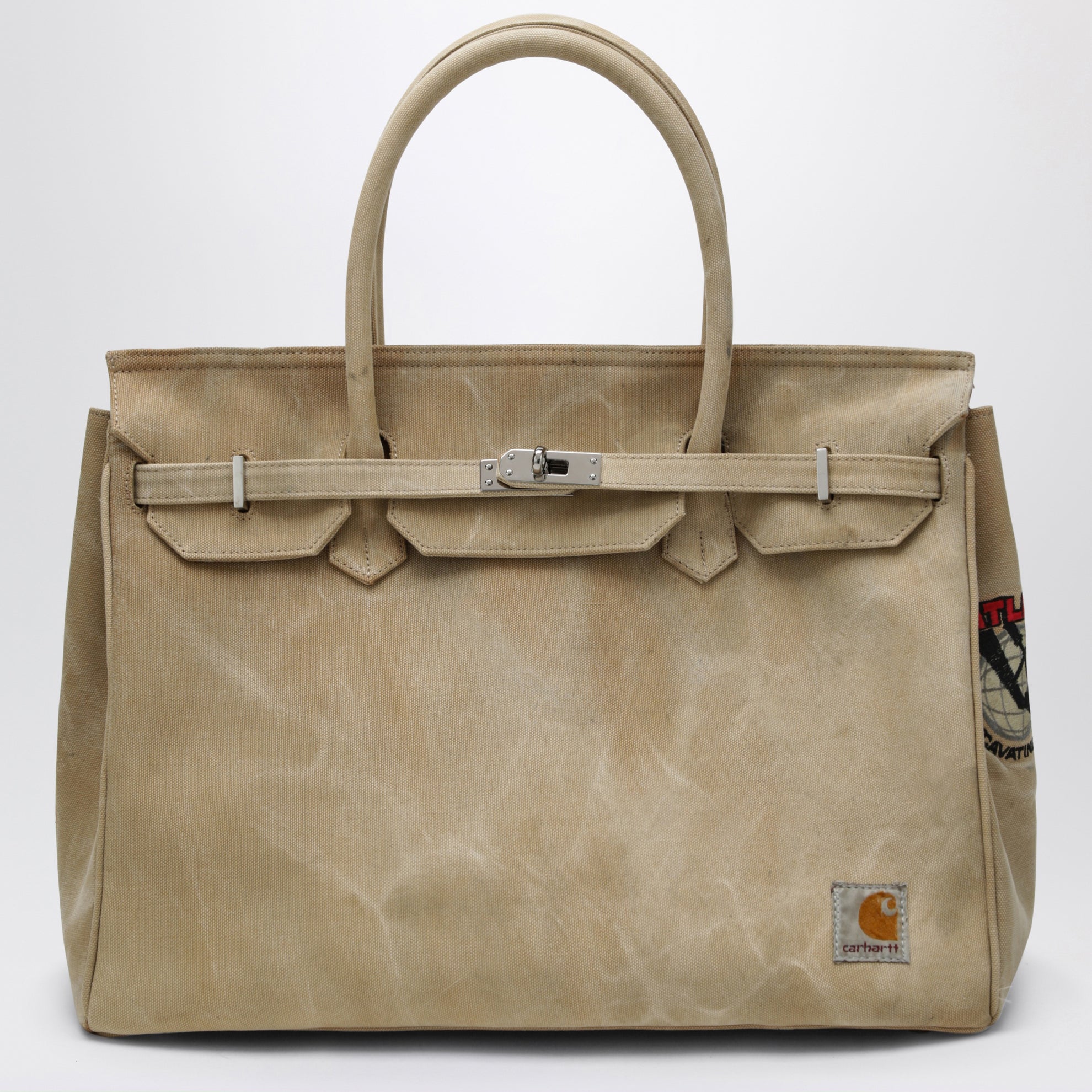 Beige bag in recycled vintage Carhartt fabric