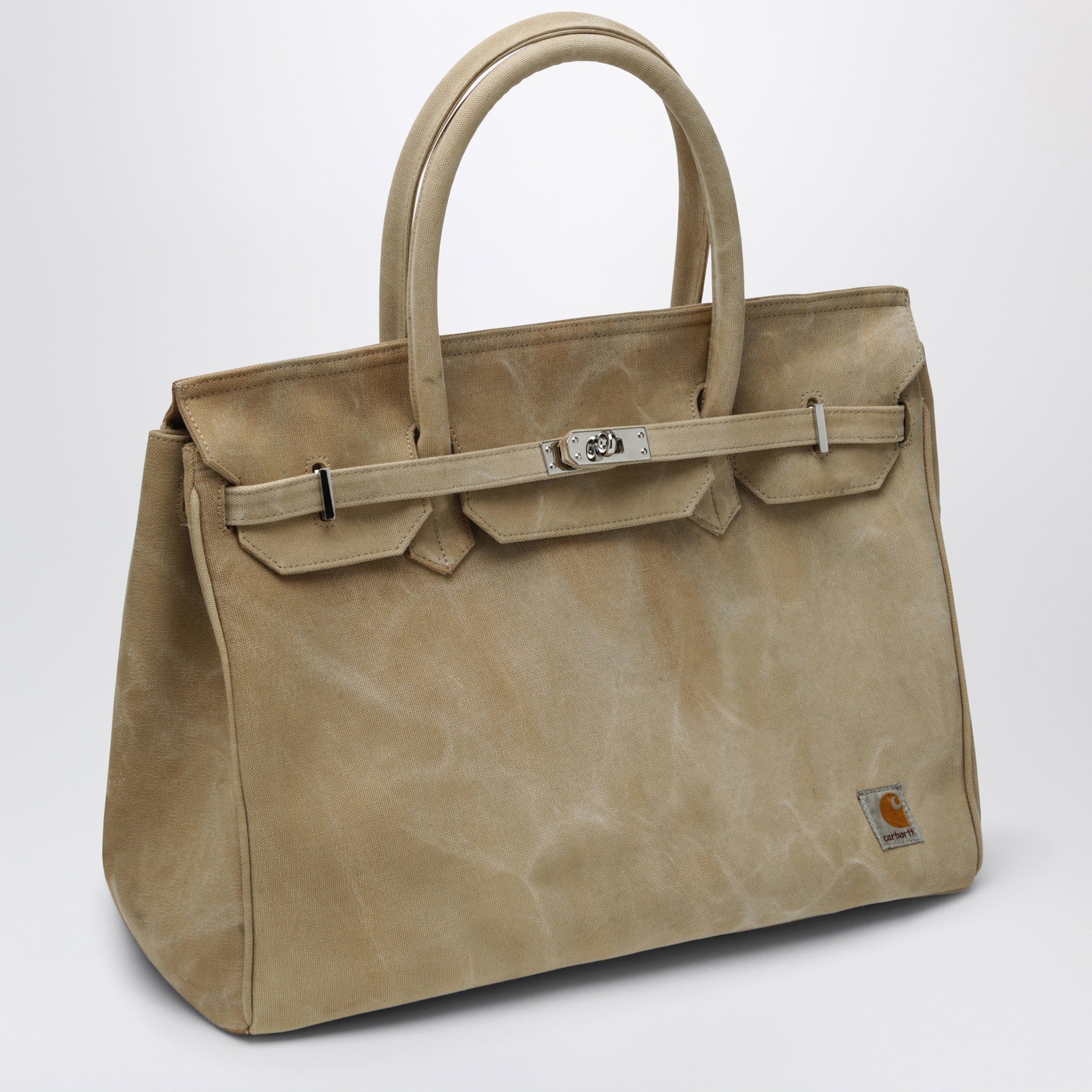 Beige bag in recycled vintage Carhartt fabric