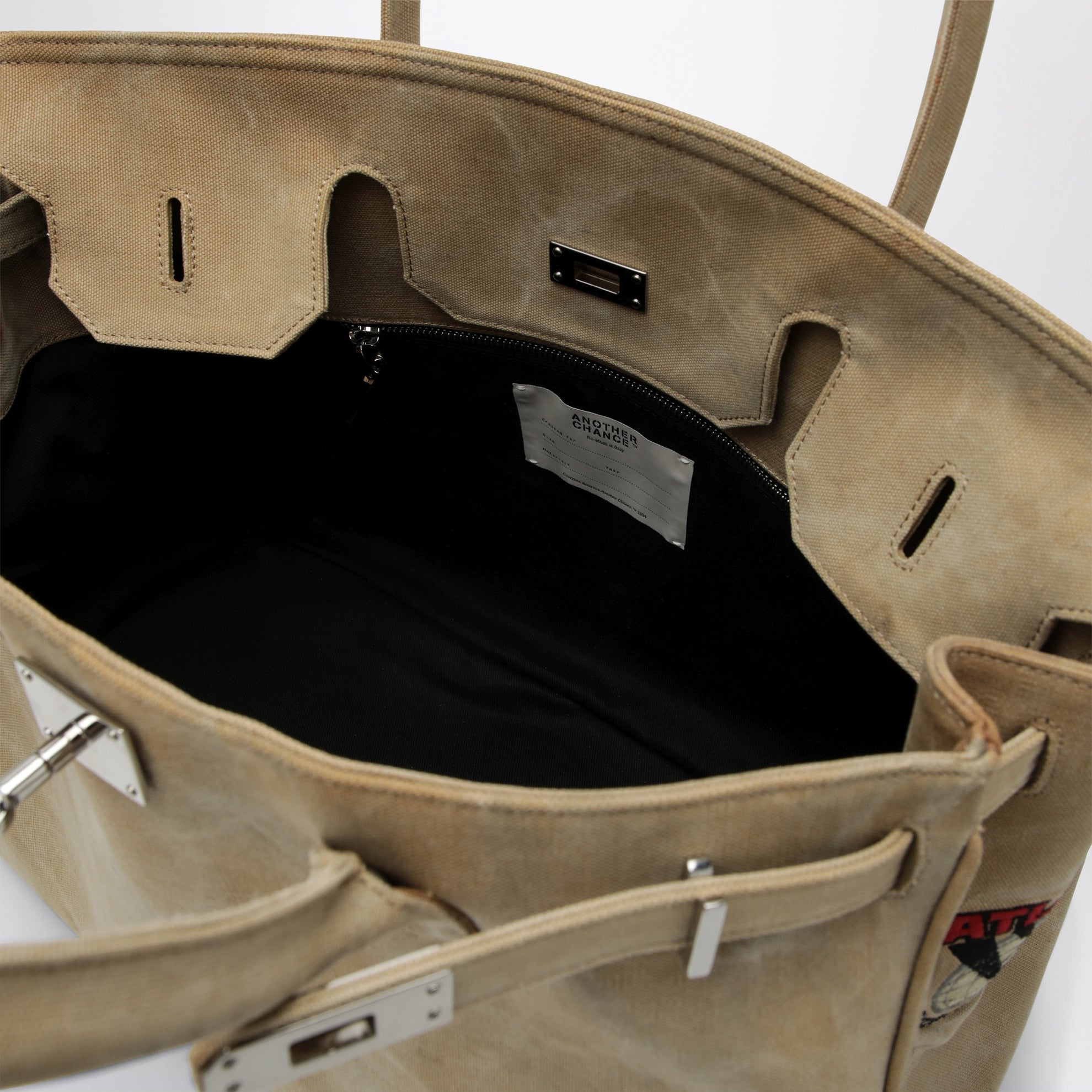 Beige bag in recycled vintage Carhartt fabric