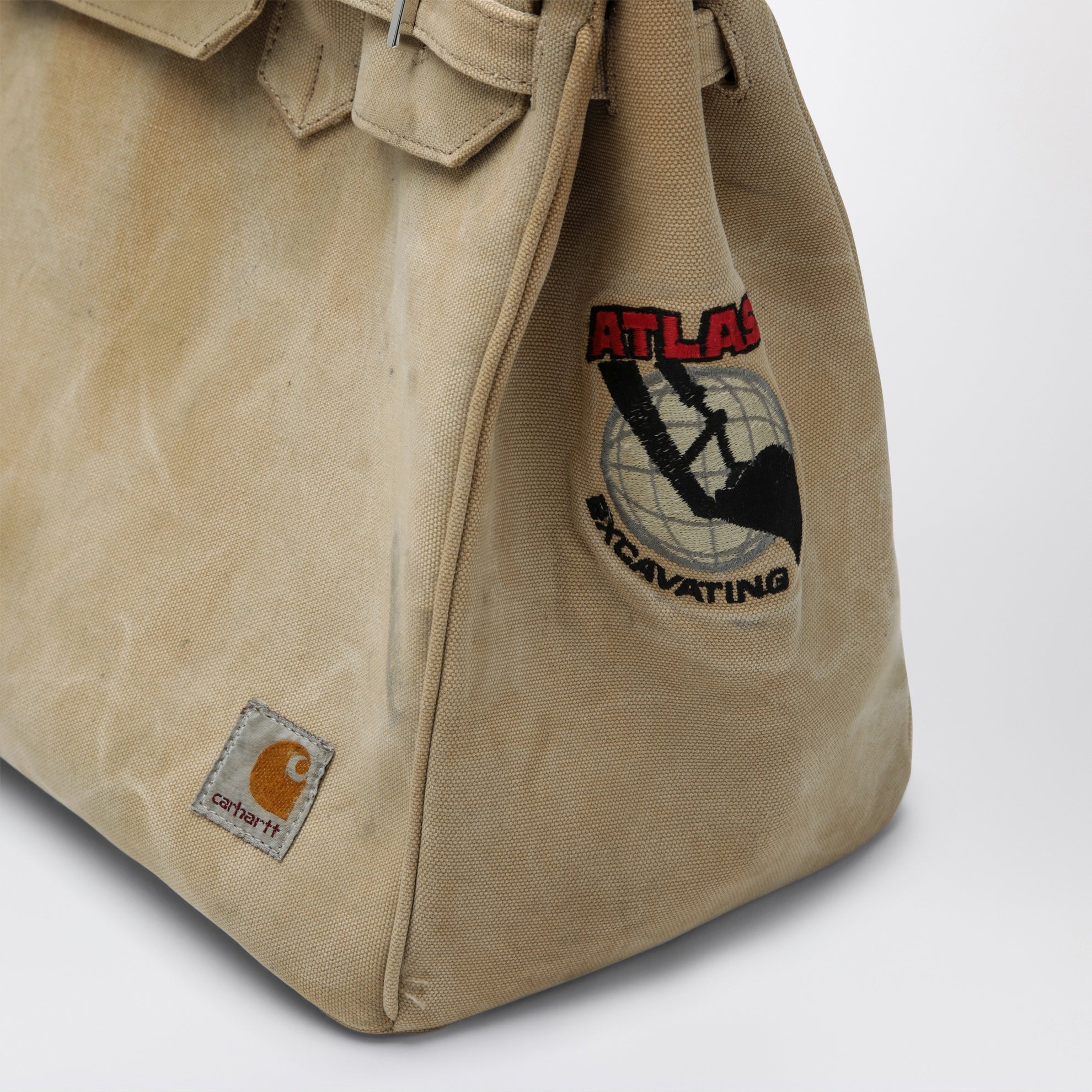 Beige bag in recycled vintage Carhartt fabric
