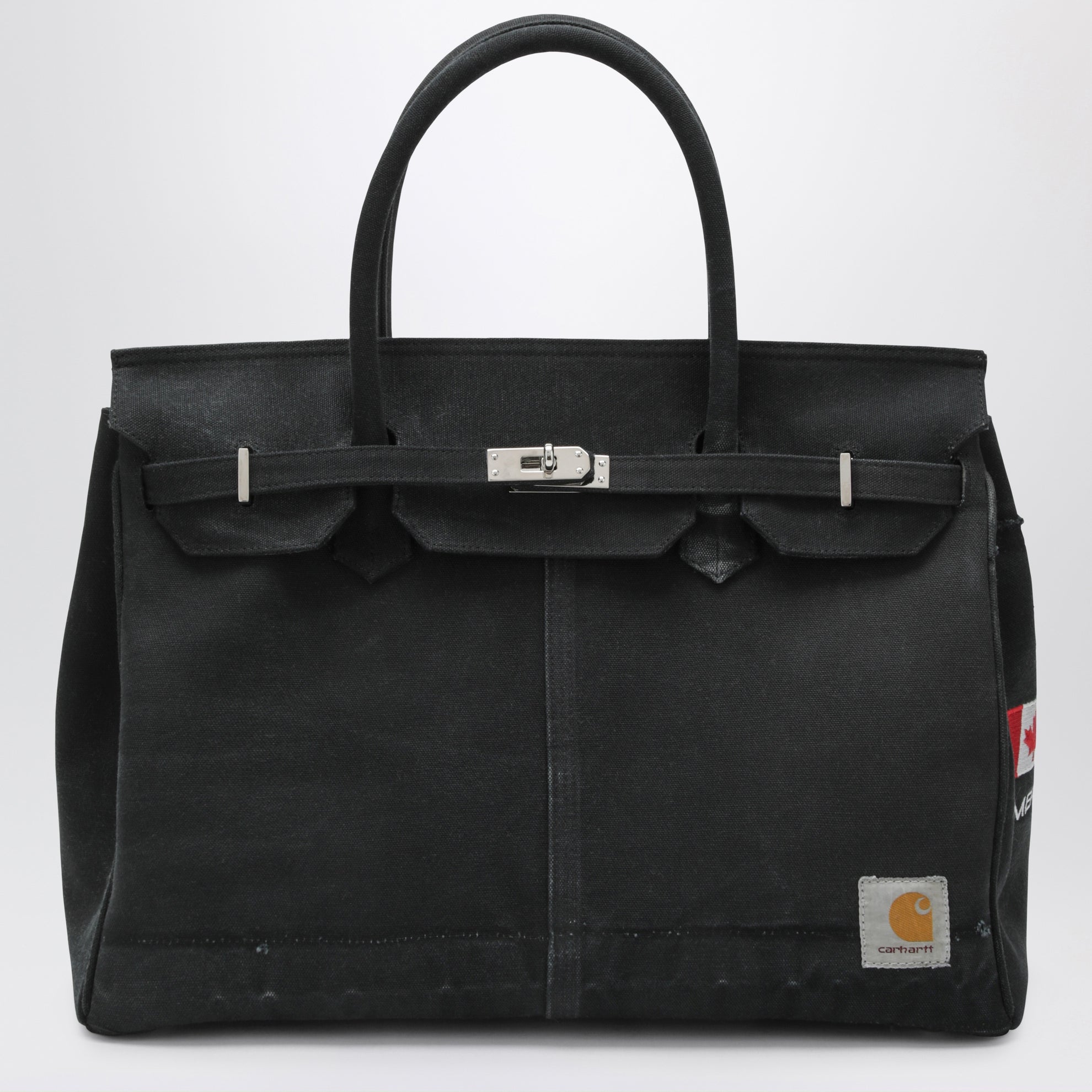 Black bag in recycled vintage Carhartt fabric