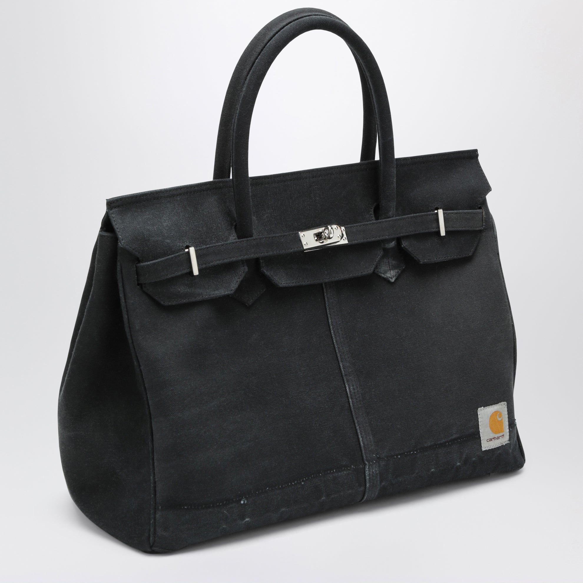 Black bag in recycled vintage Carhartt fabric