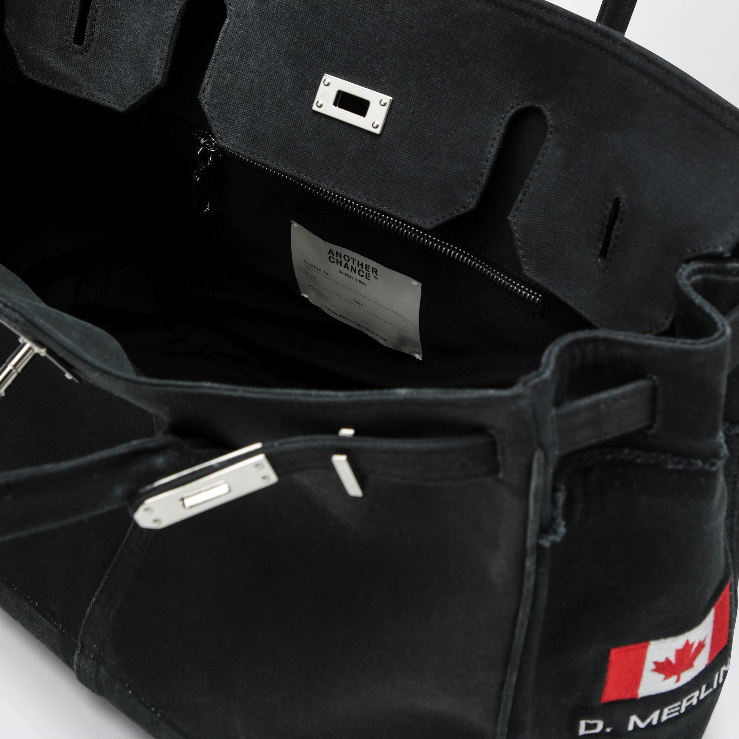 ANOTHER CHANCE Black bag in recycled vintage Carhartt fabric