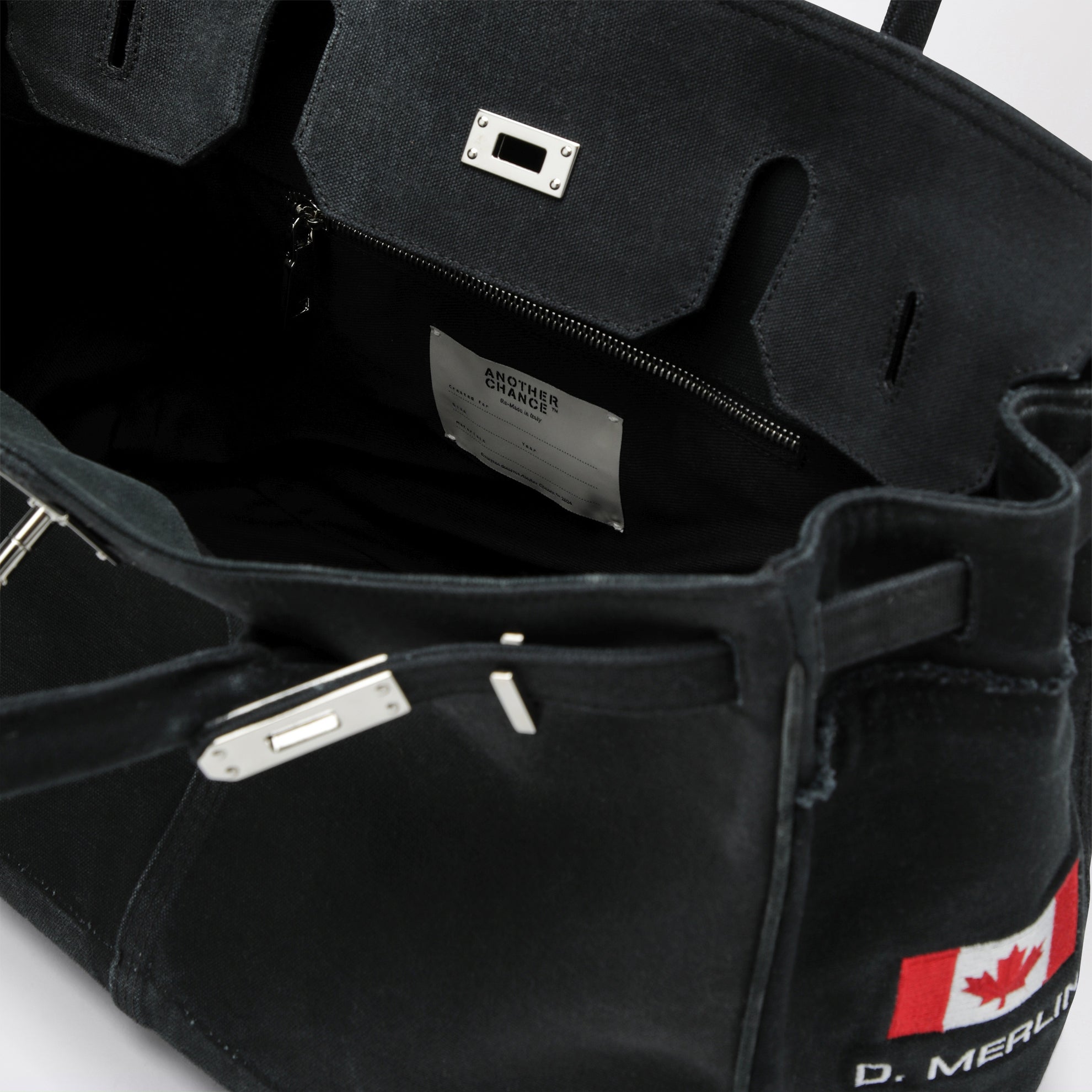 Black bag in recycled vintage Carhartt fabric