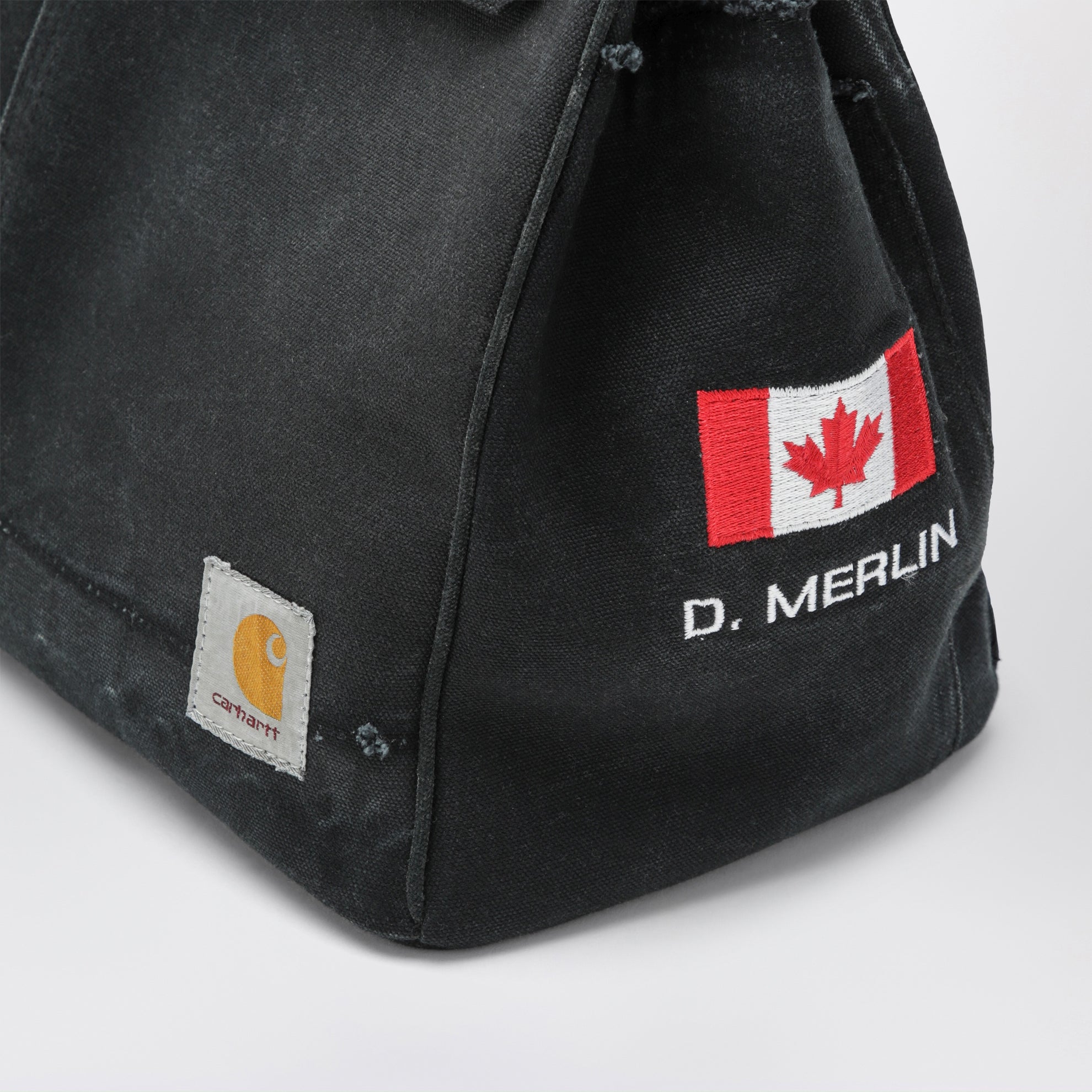 Black bag in recycled vintage Carhartt fabric